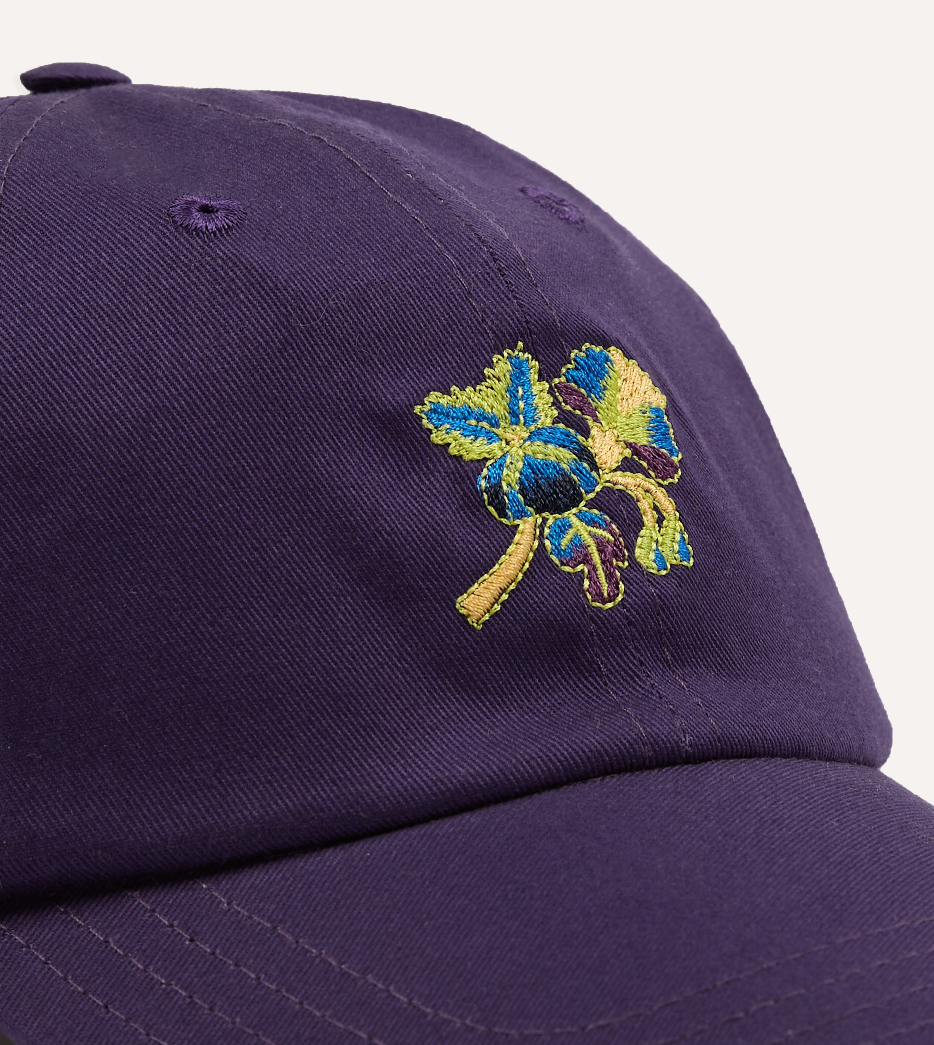 Purple 'Psycha Flower' Cotton Twill Baseball Cap