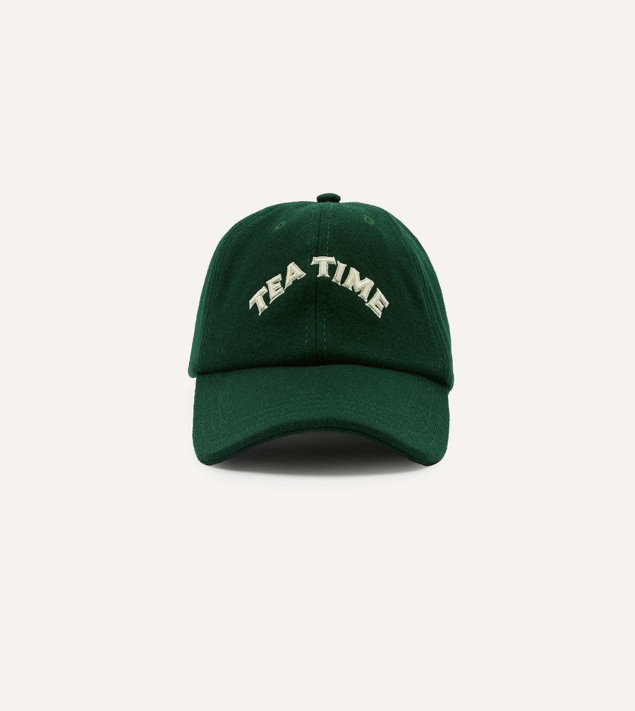 Green 'Tea Time' Wool Baseball Cap