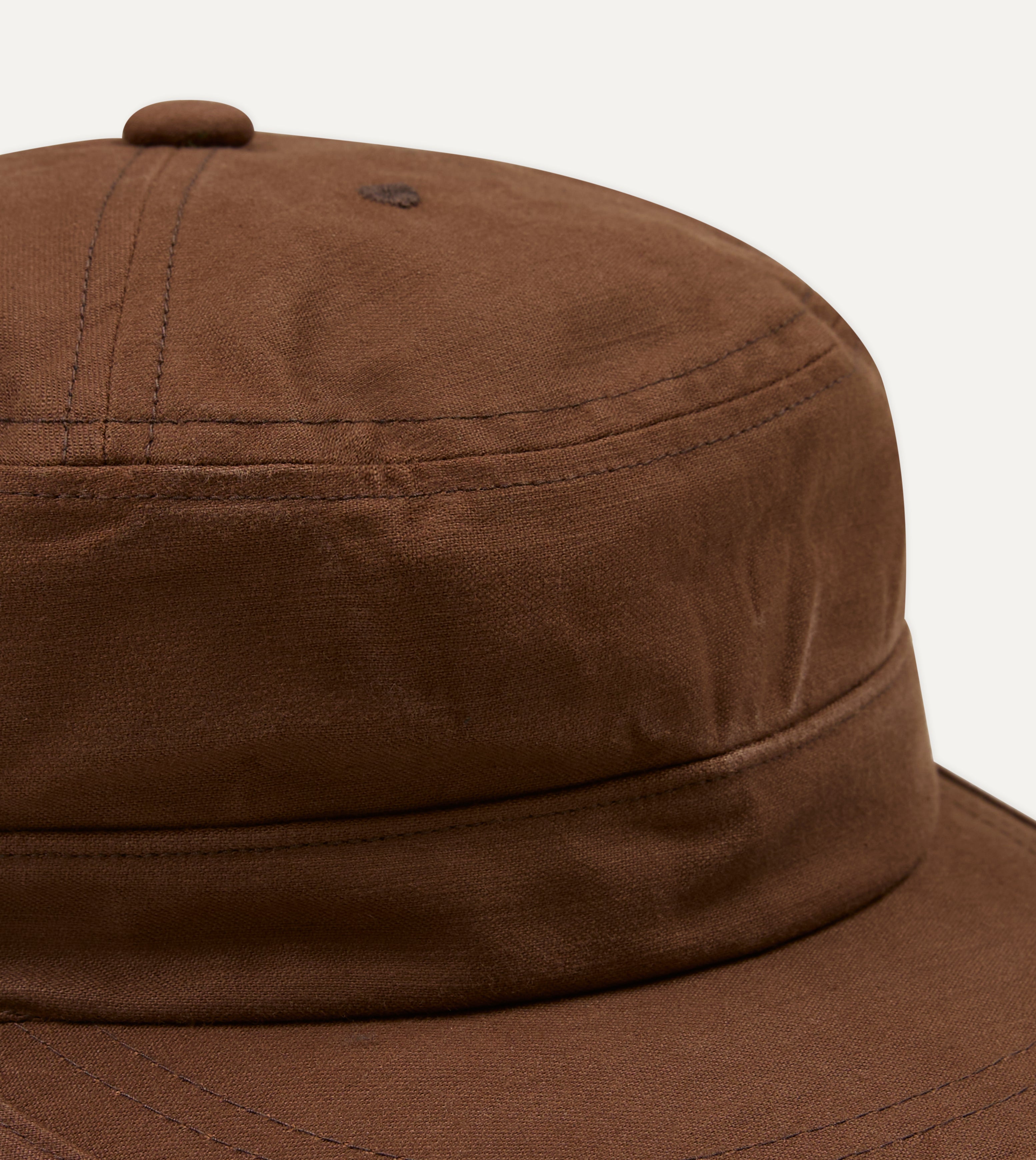 Câbleami Brown Light Back Satin Cotton Metro Hat – Drakes US