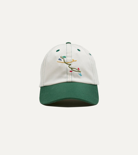 Mayumi Y. for Drake's Ecru and Green Cotton Twill Baseball Cap