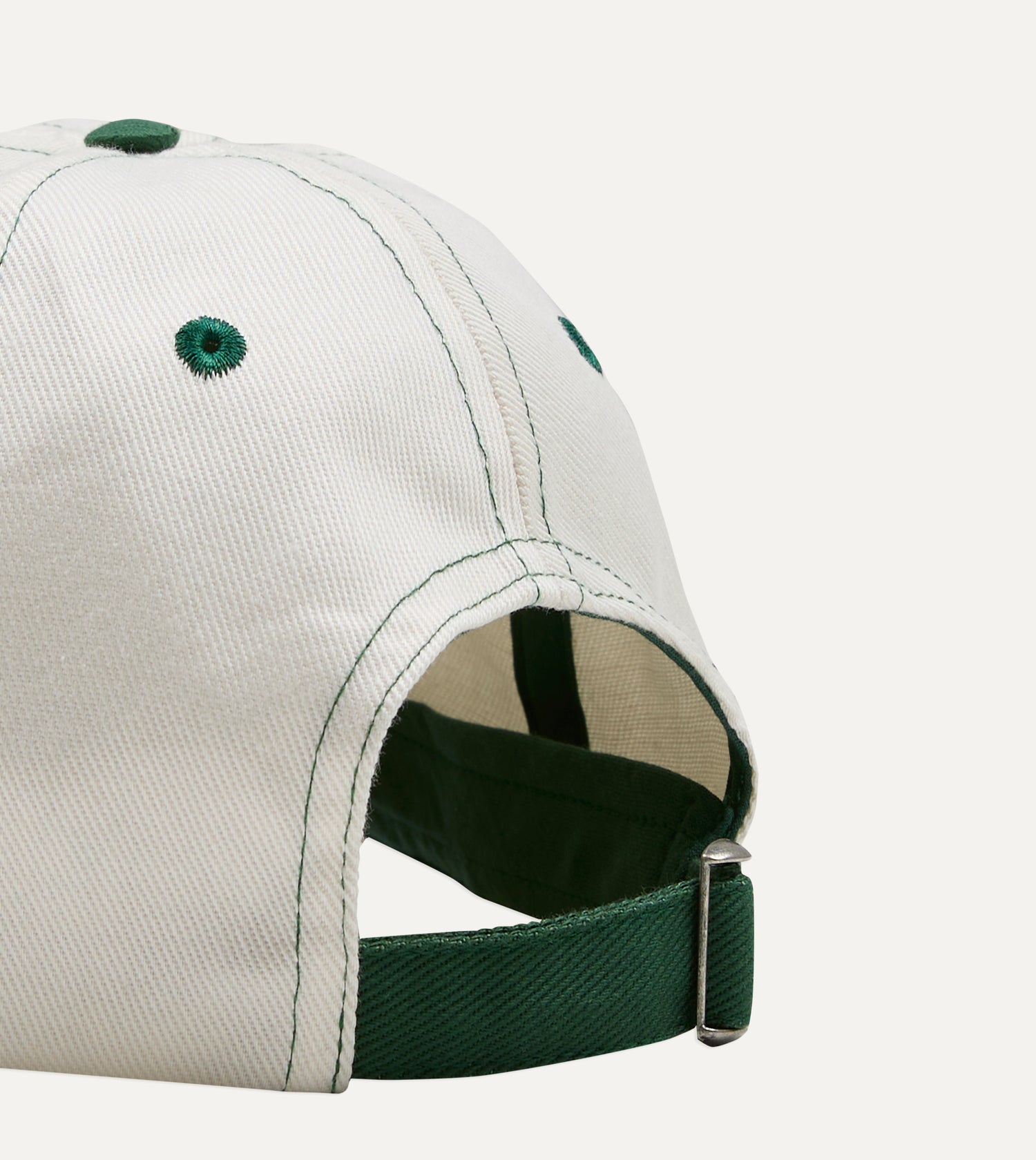 Mayumi Y. for Drake’s Ecru and Green Cotton Twill Baseball Cap