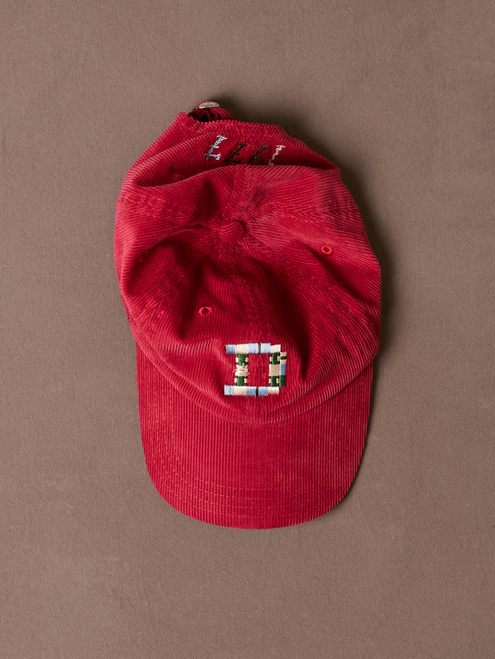 Red 'D' Emblem Cotton Corduroy Baseball Cap