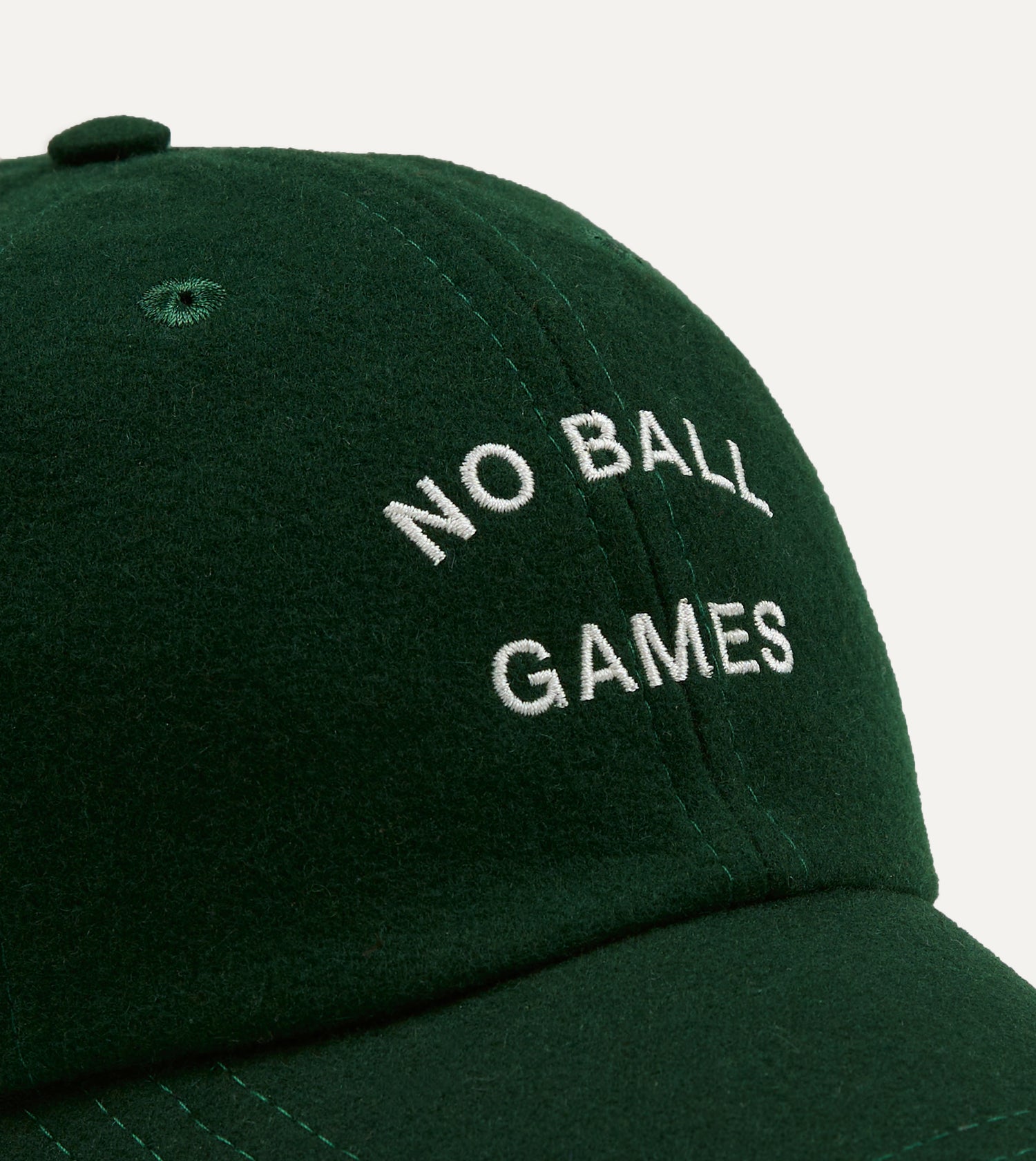 Green 'No Ball Games' Merino Wool Baseball Cap