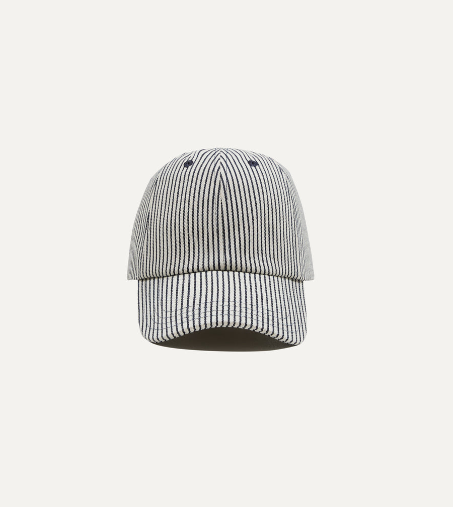 Navy Stripe Cotton Baseball Cap