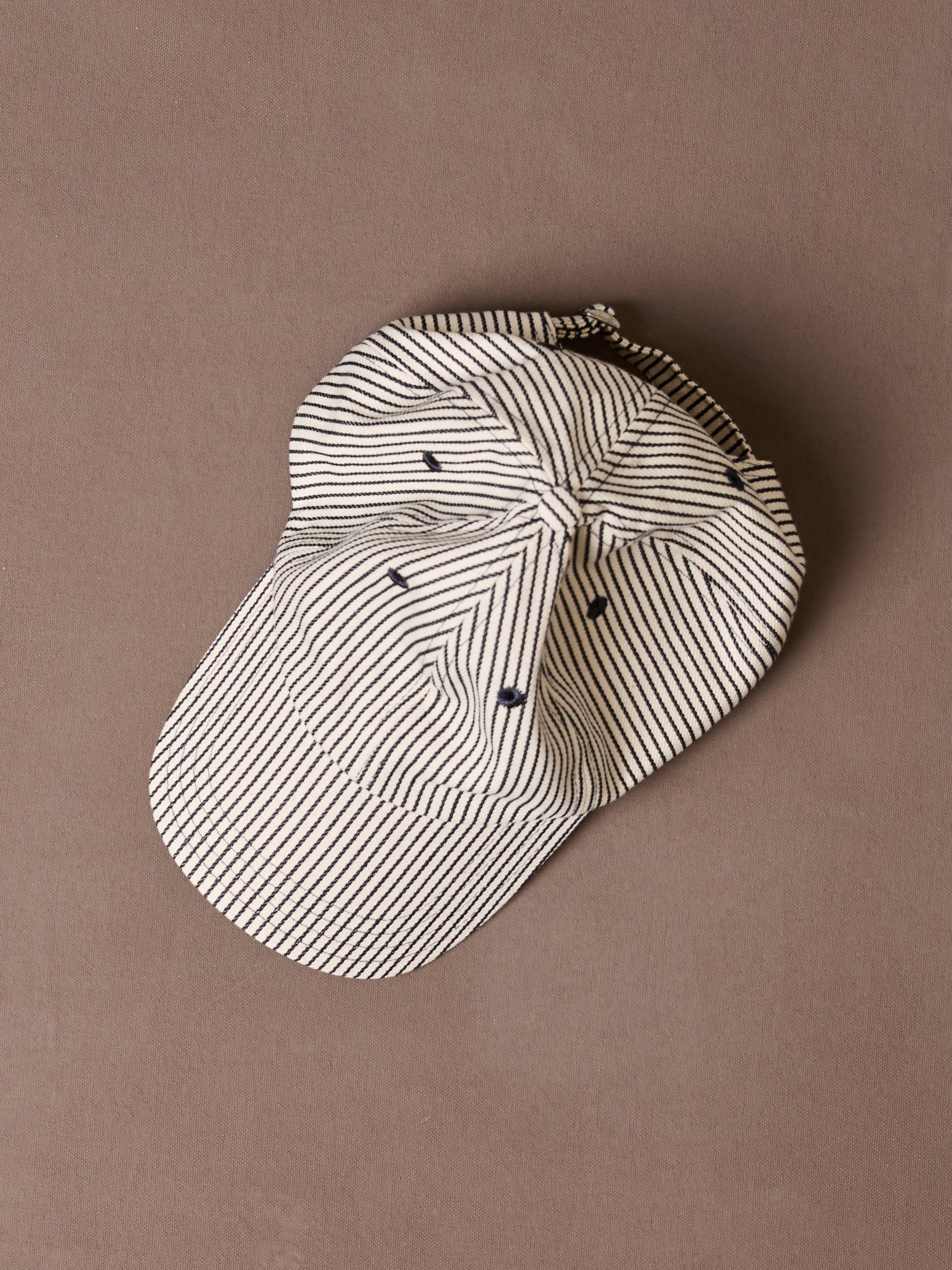 Navy Stripe Cotton Baseball Cap