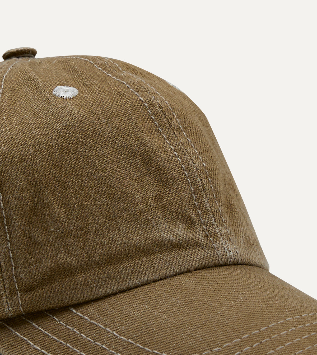 Washed Olive Cotton Denim Baseball Cap