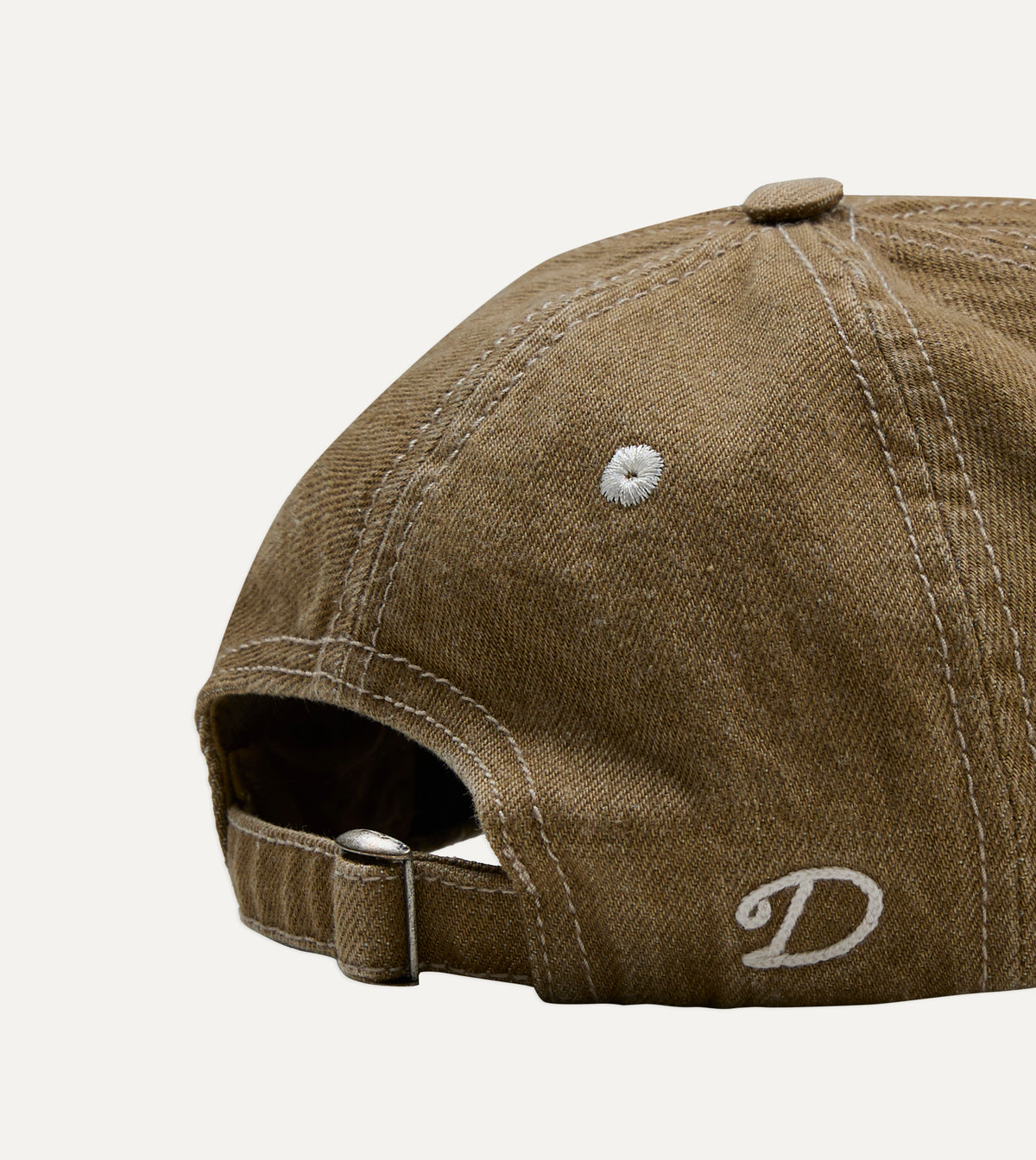 Washed Olive Cotton Denim Baseball Cap