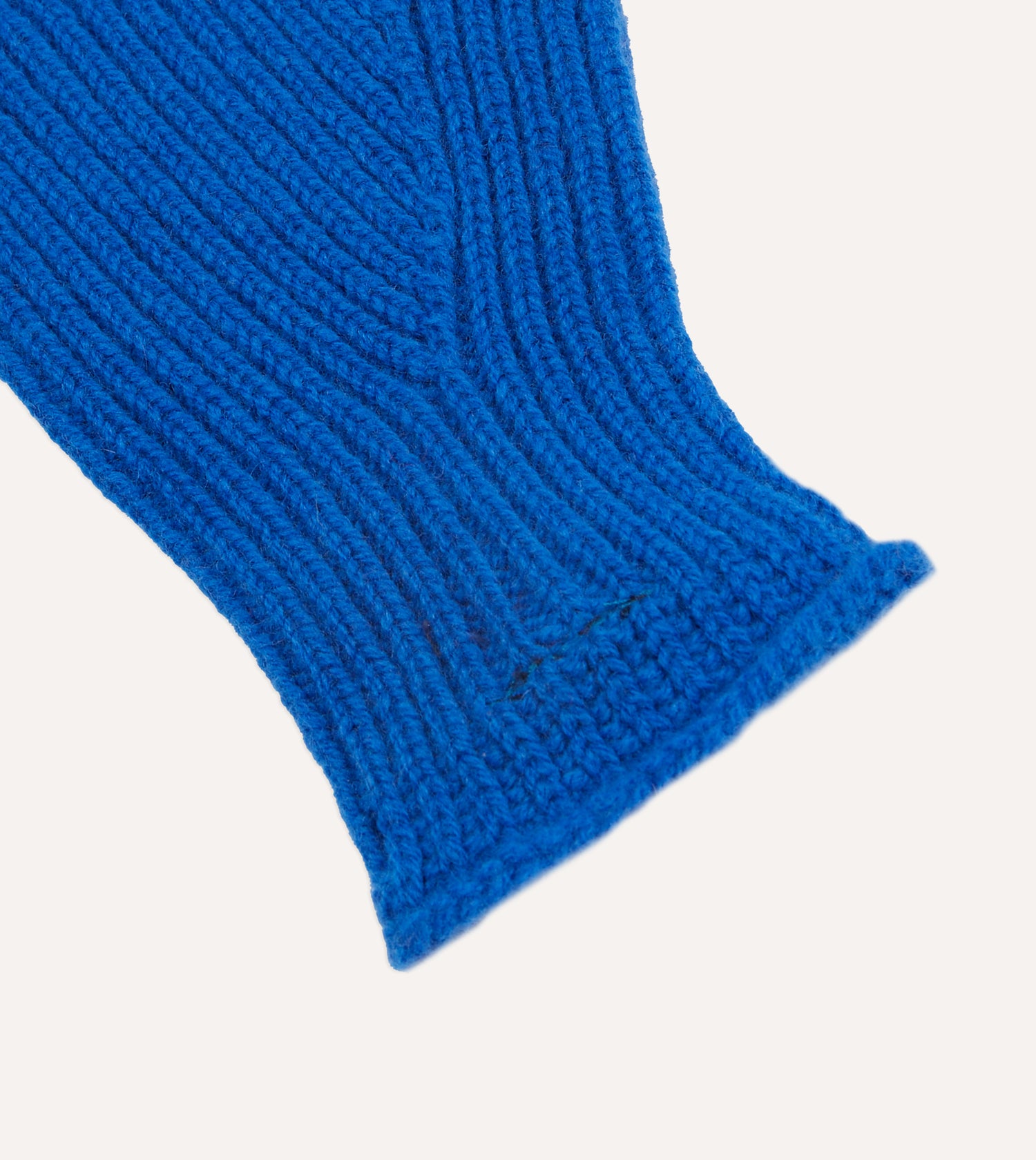 Blue Lambswool Ribbed Knitted Gloves