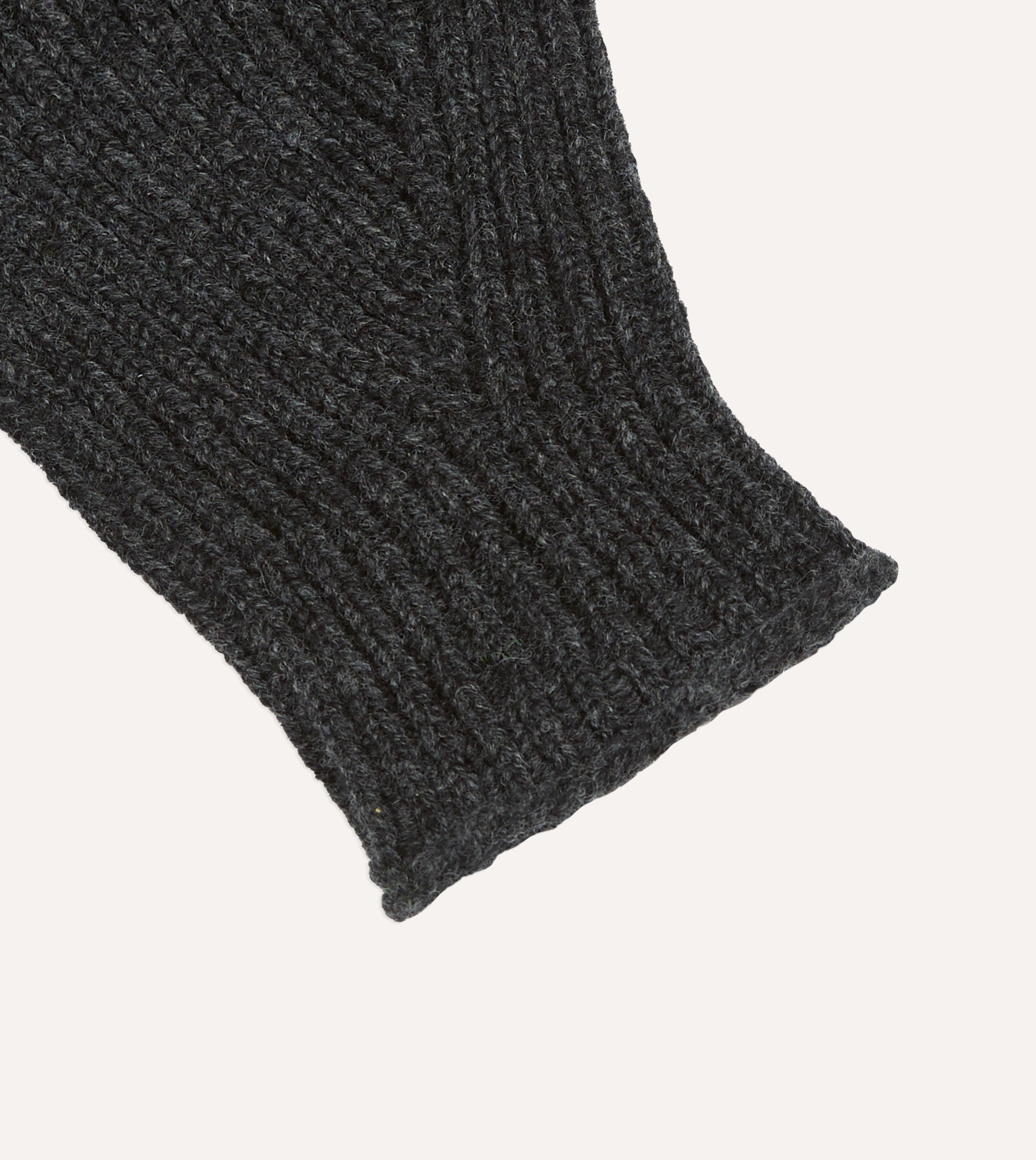 Charcoal Lambswool Ribbed Knitted Gloves