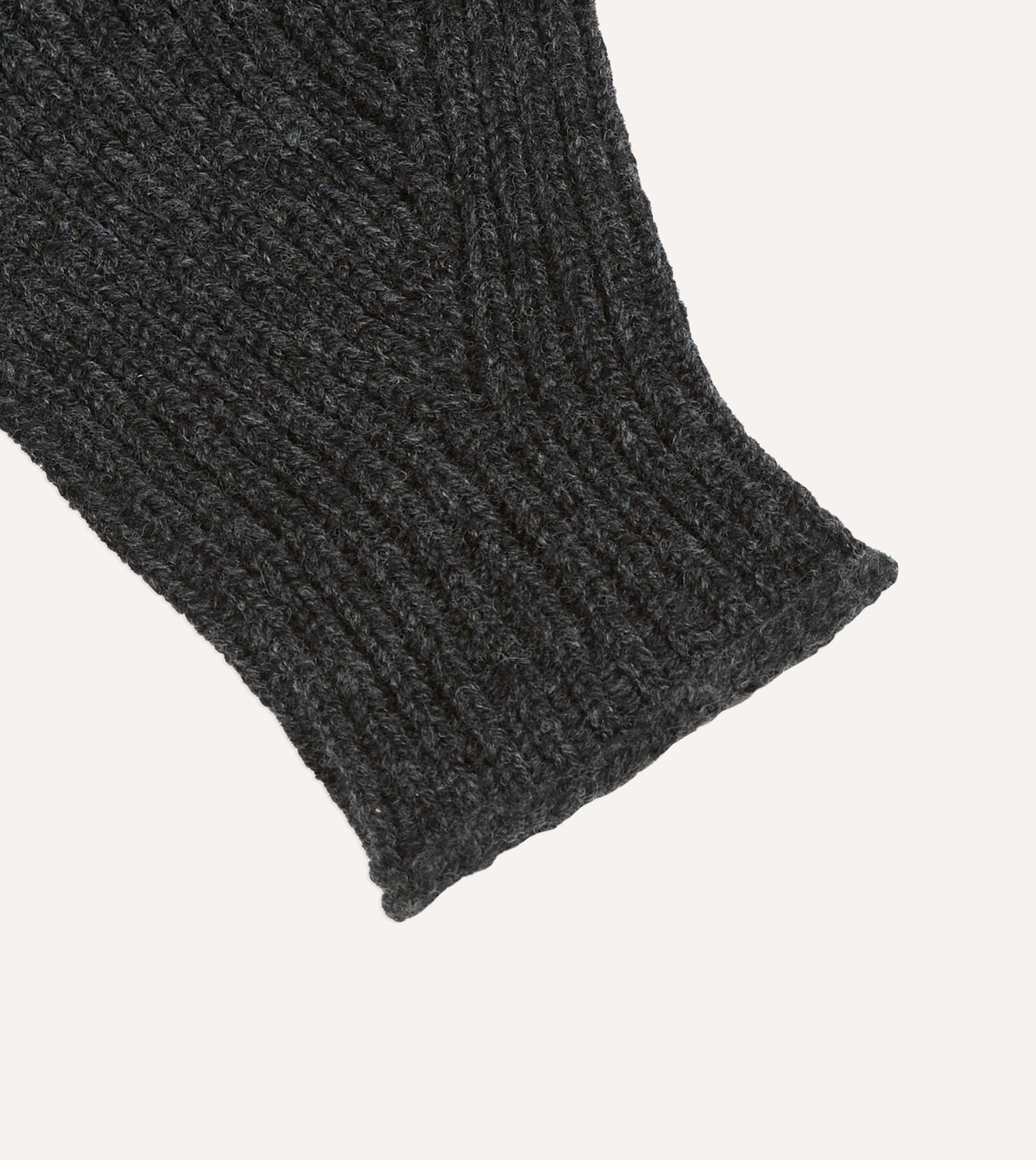 Charcoal Lambswool Ribbed Knitted Gloves