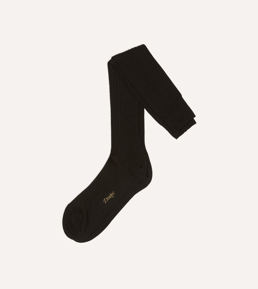 Black Cotton Over-the-Calf Socks