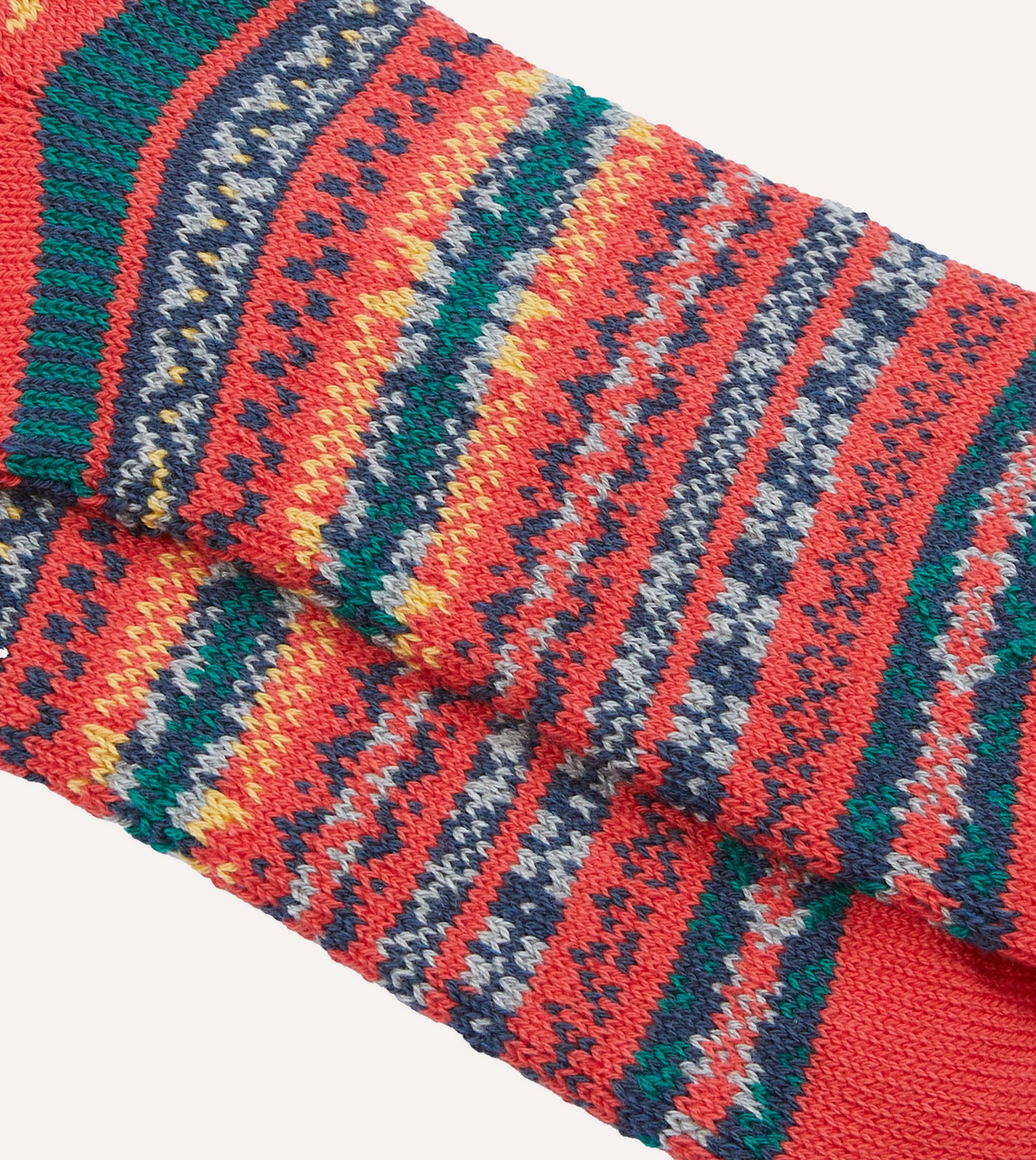 RoToTo Red Cotton Fair Isle Socks