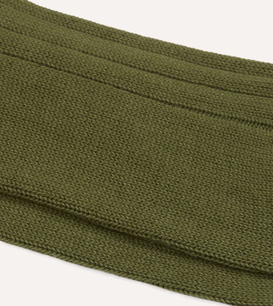 Olive Cotton Casual Socks