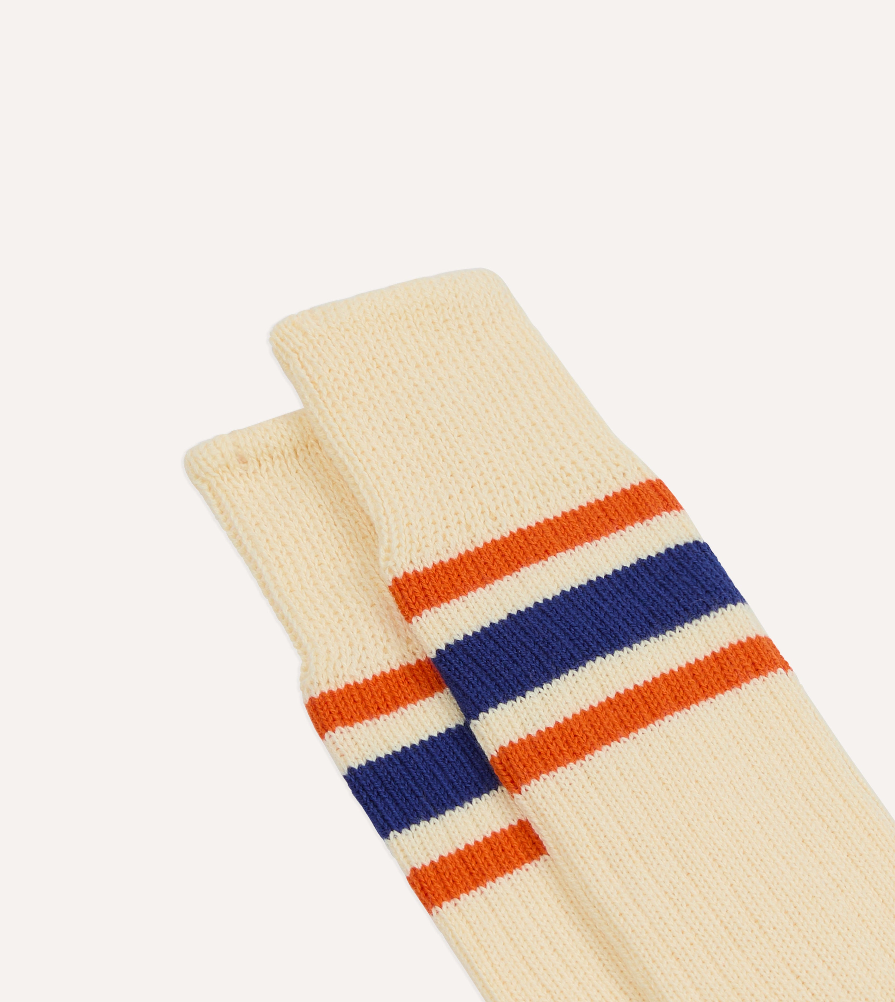 Ecru, Blue and Orange Striped Sport Socks