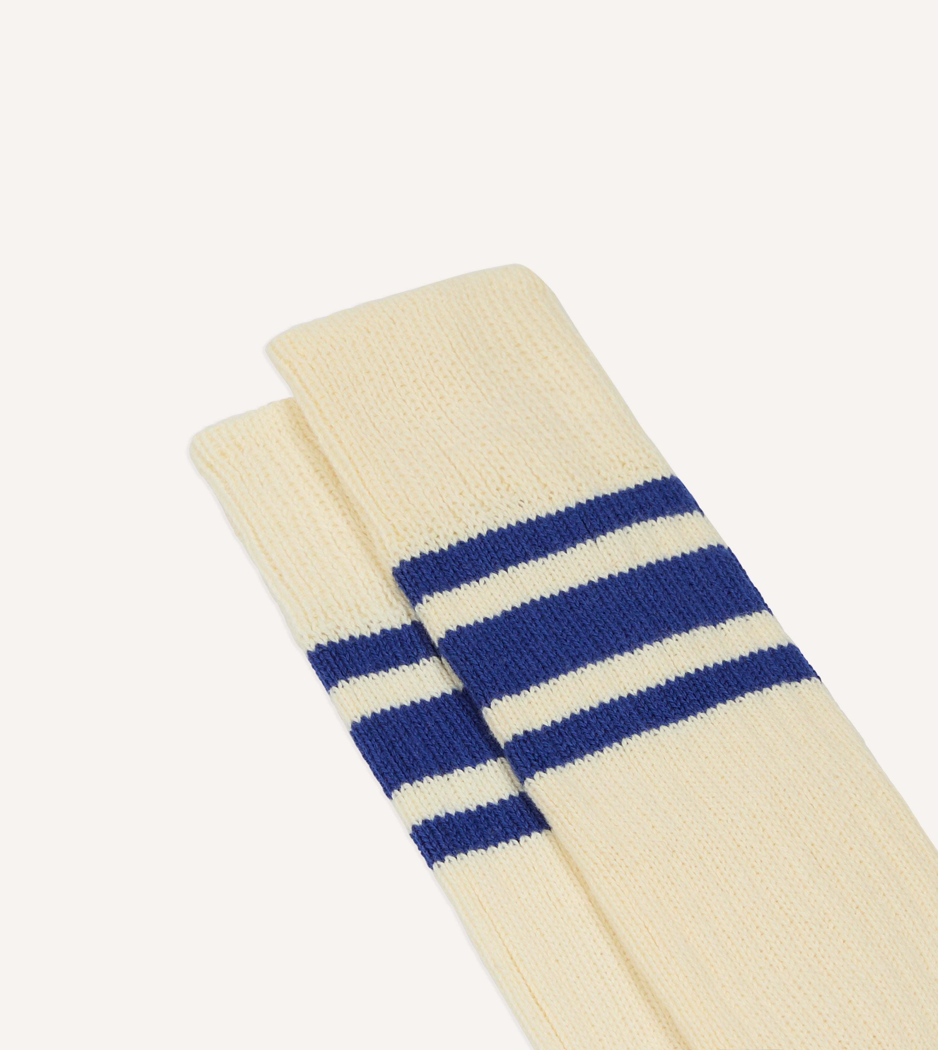 Ecru and Blue Striped Sport Socks