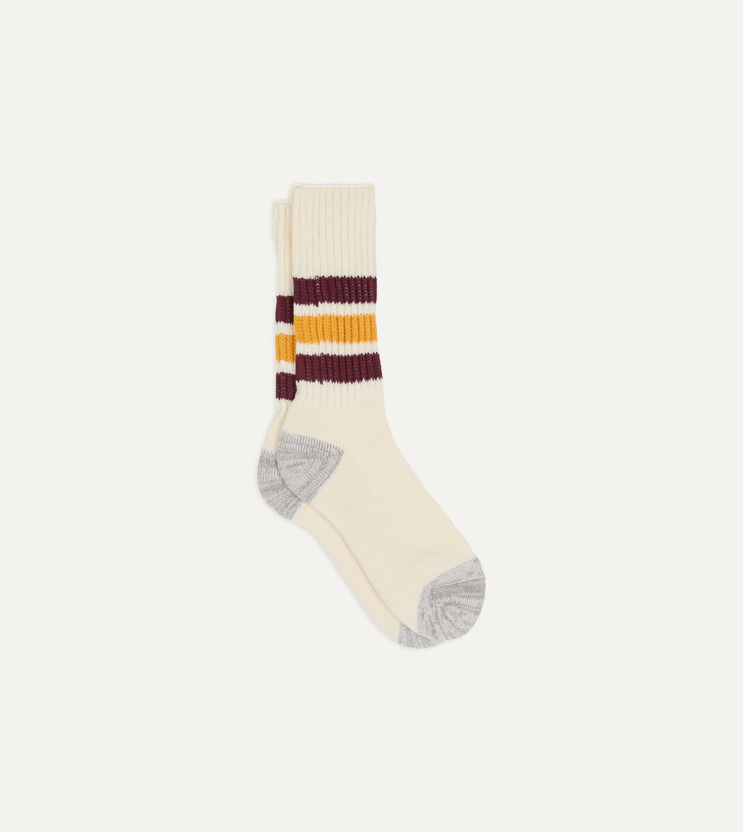 RoToTo Burgundy and Yellow Cotton Crew Socks