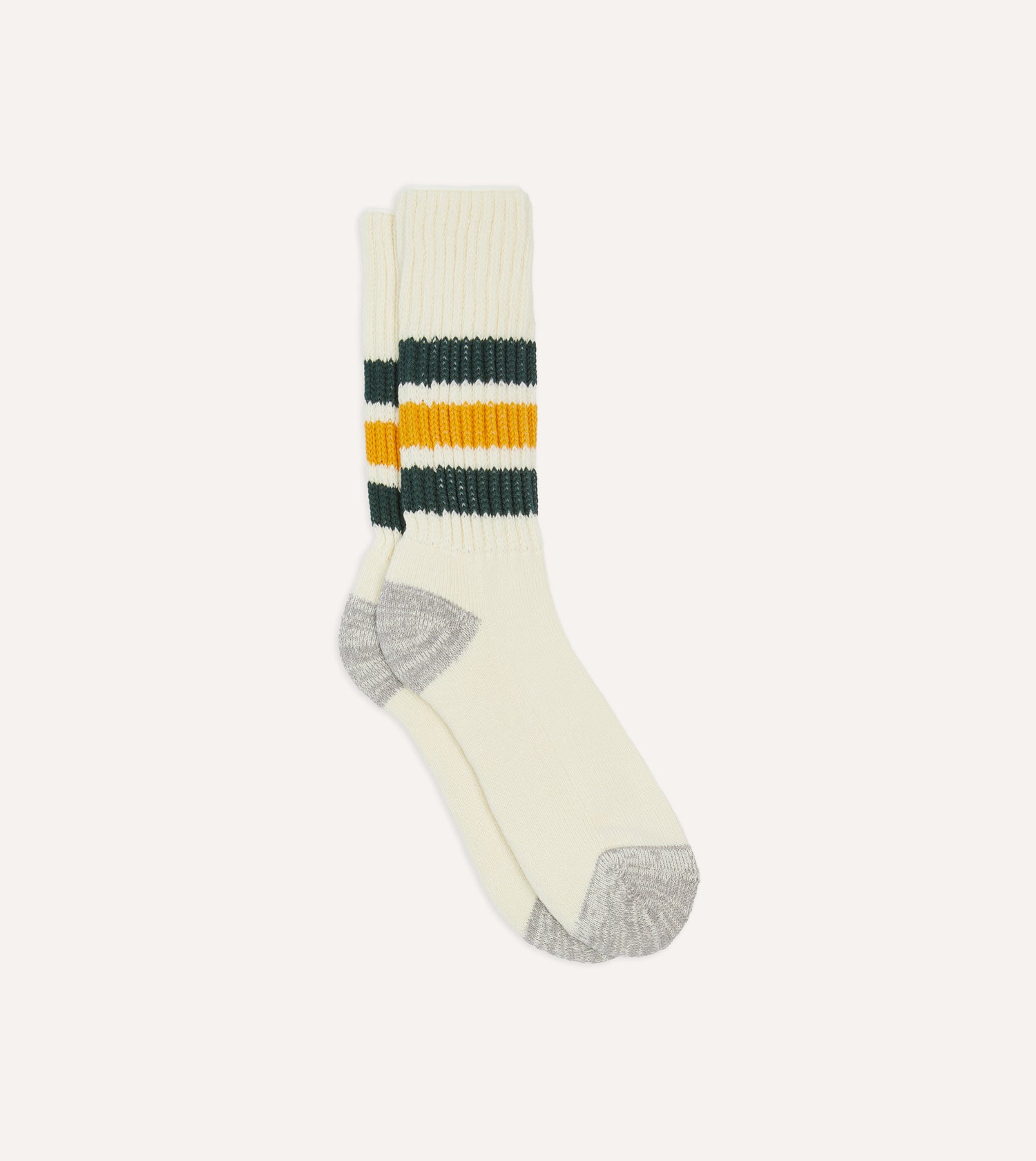 RoToTo Green and Yellow Cotton Crew Socks