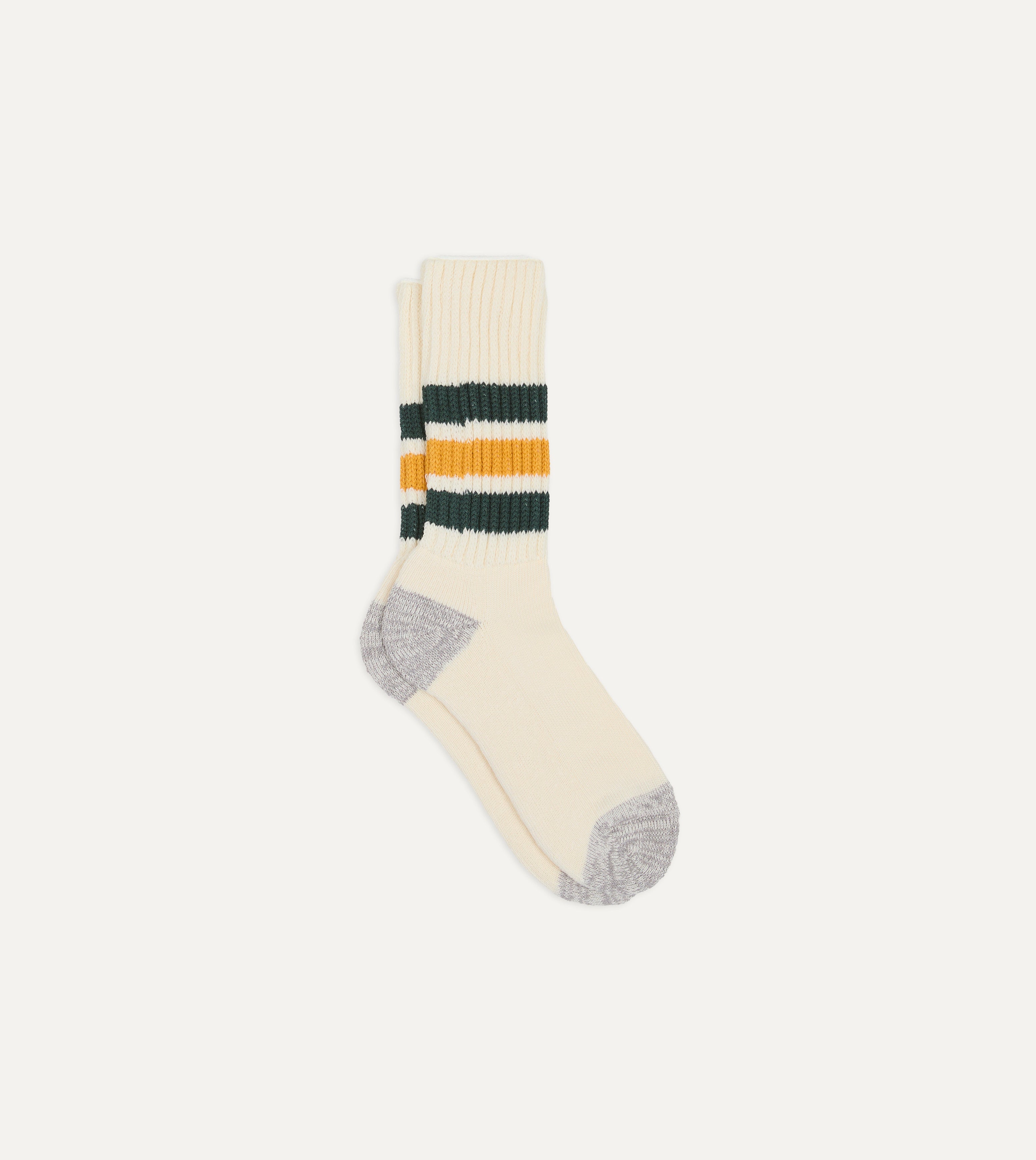 RoToTo Green and Yellow Cotton Crew Socks