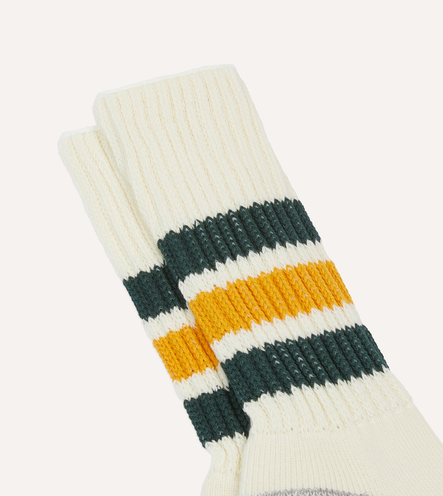 RoToTo Green and Yellow Cotton Crew Socks