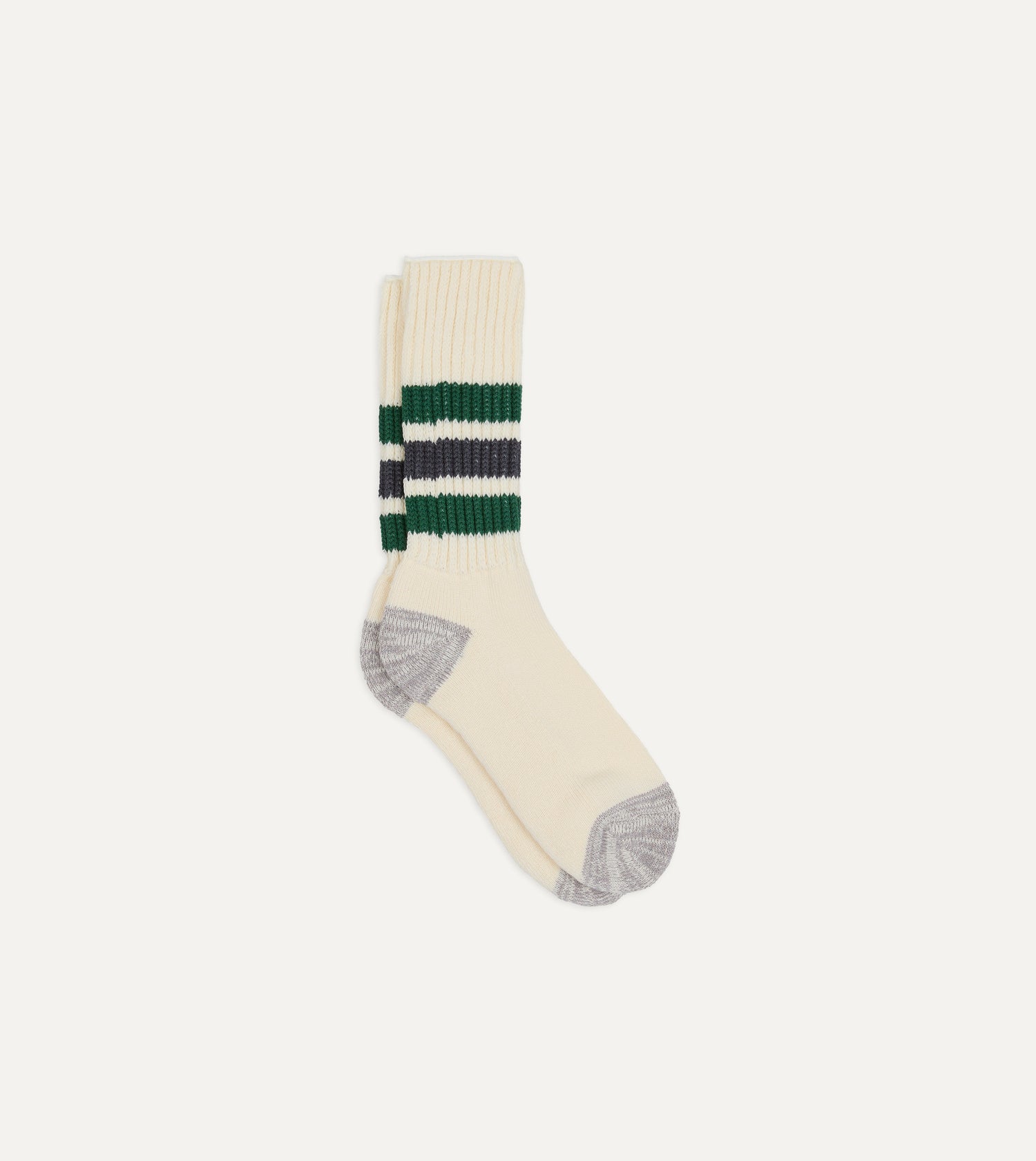RoToTo Green and Grey Cotton Crew Socks
