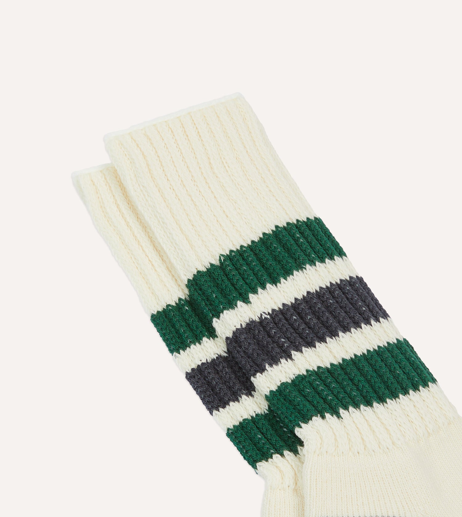 RoToTo Green and Grey Cotton Crew Socks