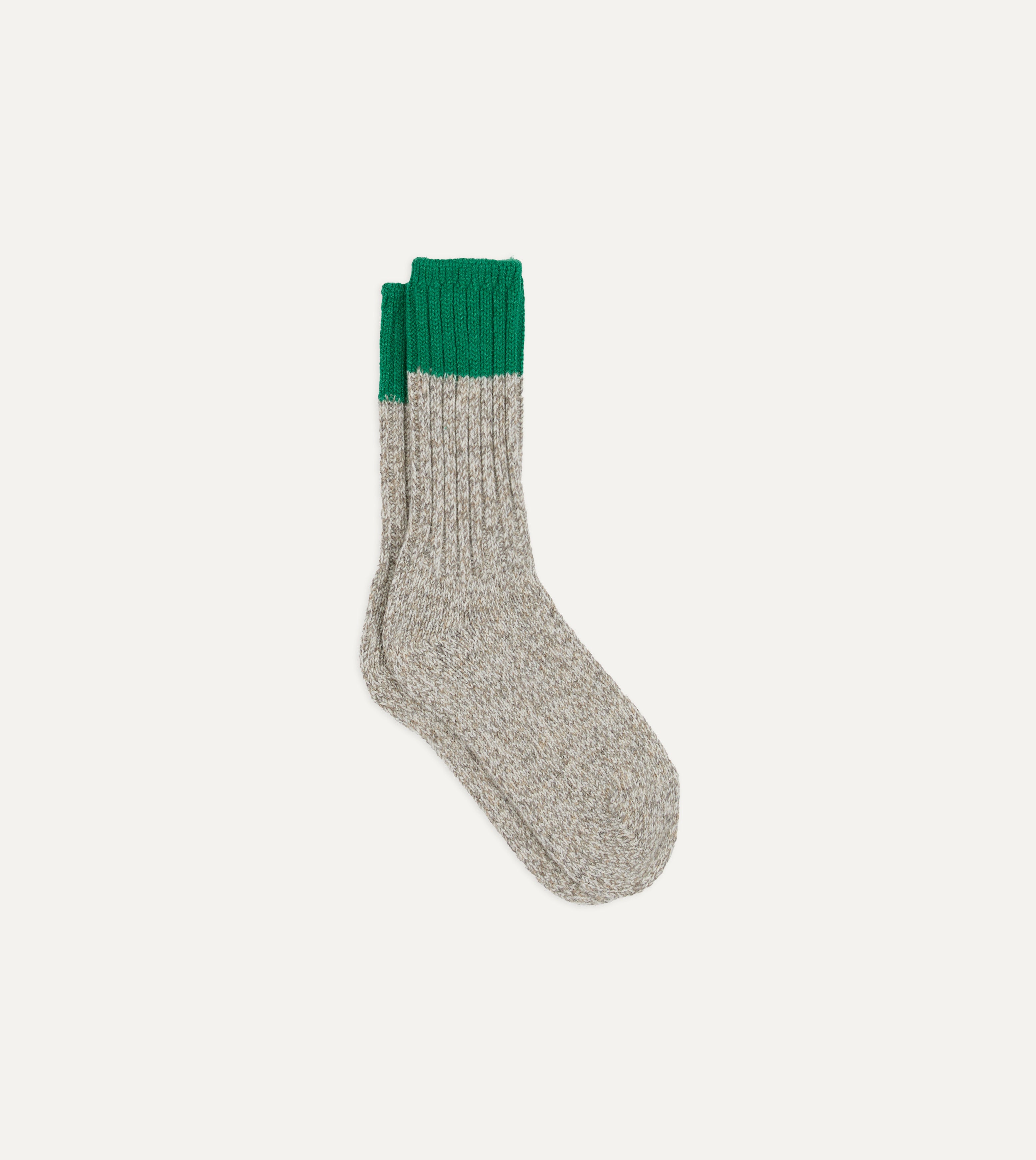 RoToTo Grey and Green Merino Wool Ragg Socks
