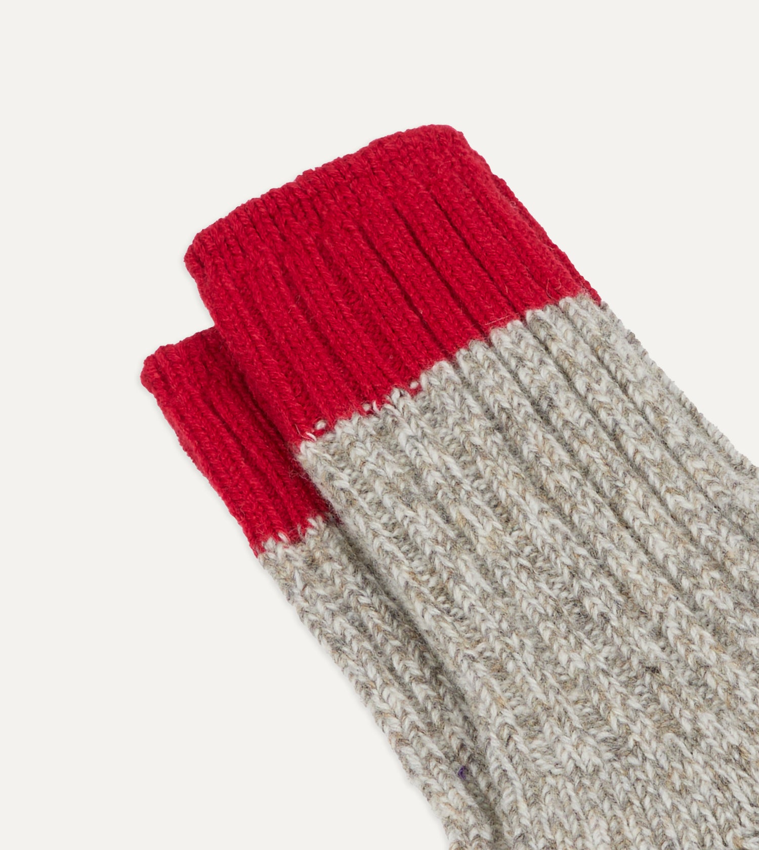 RoToTo Grey and Red Merino Wool Ragg Socks
