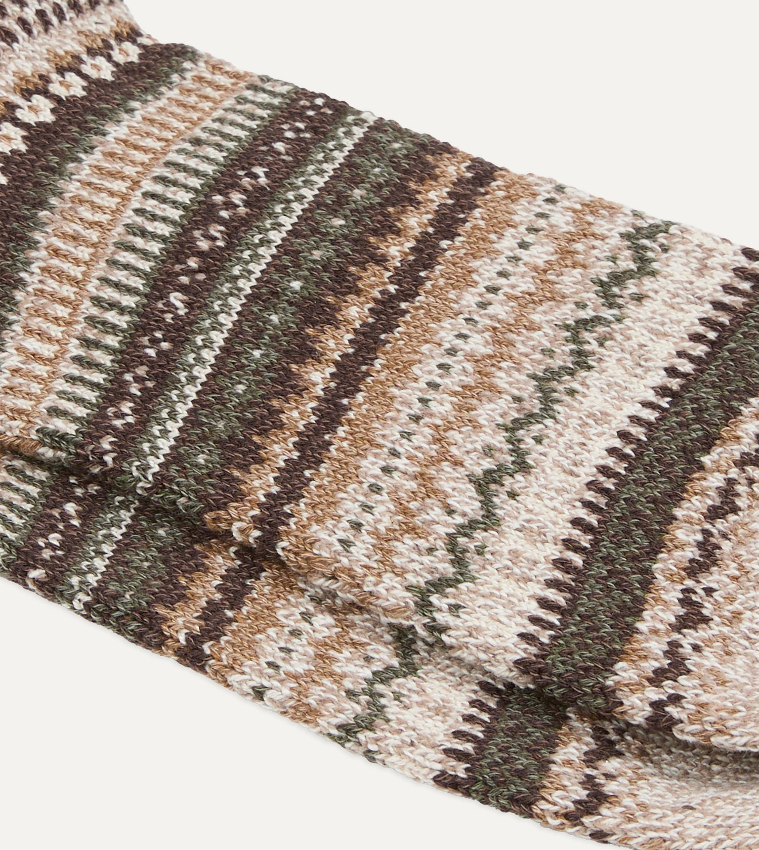 RoToTo Brown Wool Nordic Pattern Socks