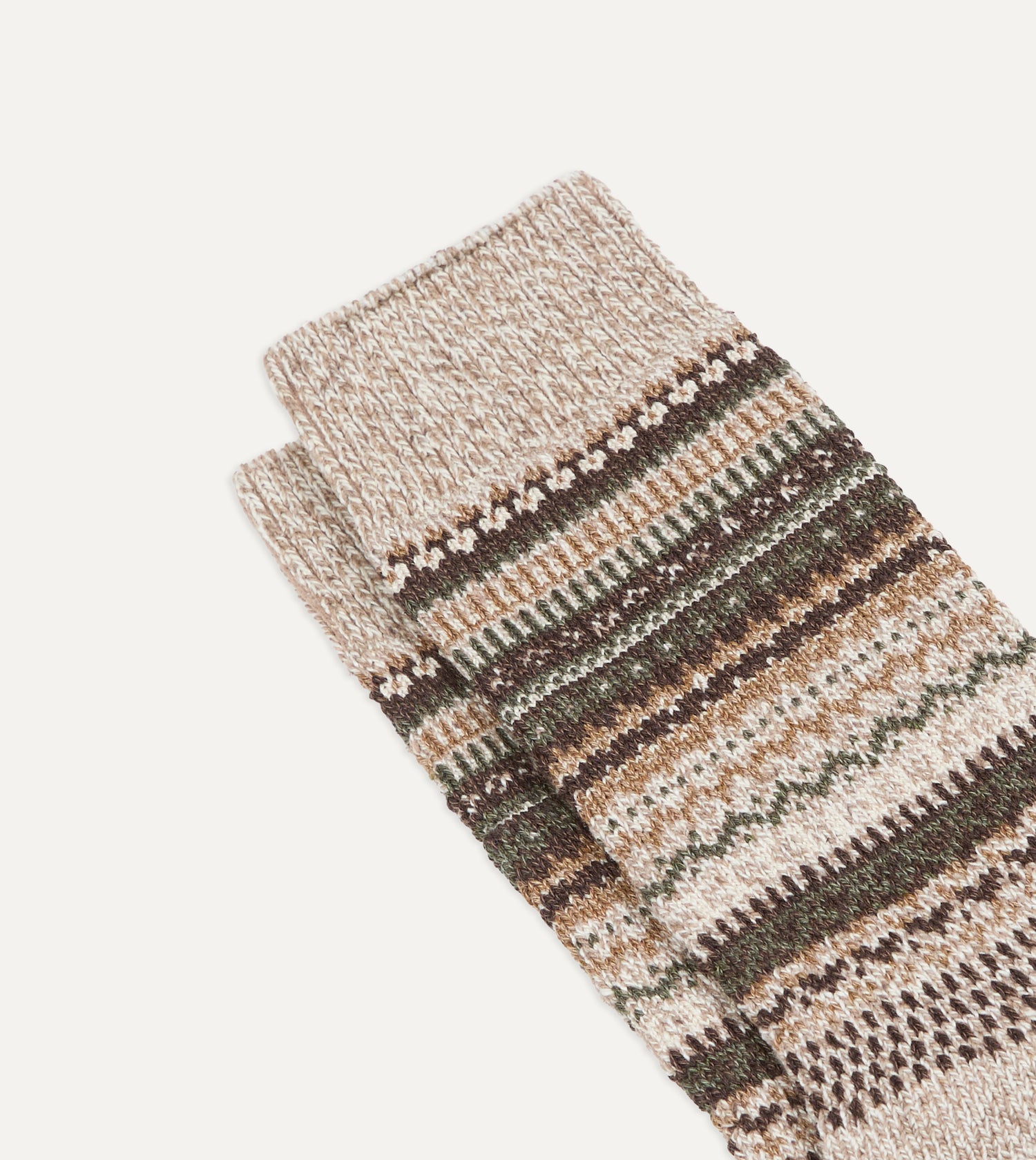 RoToTo Brown Wool Nordic Pattern Socks