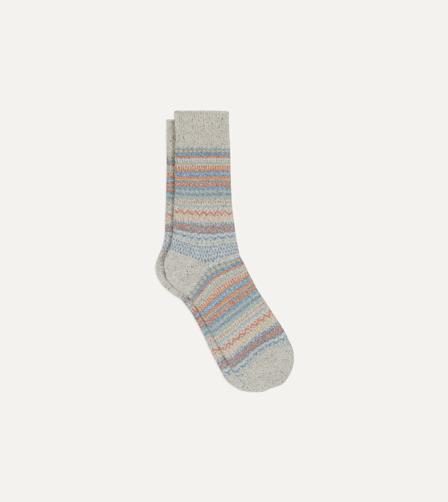 RoToTo Grey Wool Nordic Pattern Socks