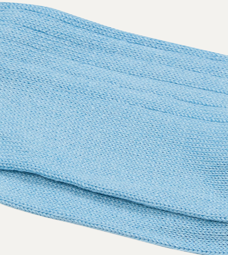 RoToTo Sky Blue Linen-Cotton Ribbed Socks