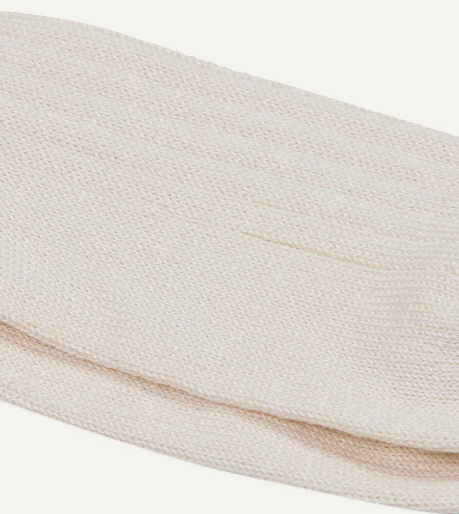 RoToTo Ecru Linen-Cotton Ribbed Socks