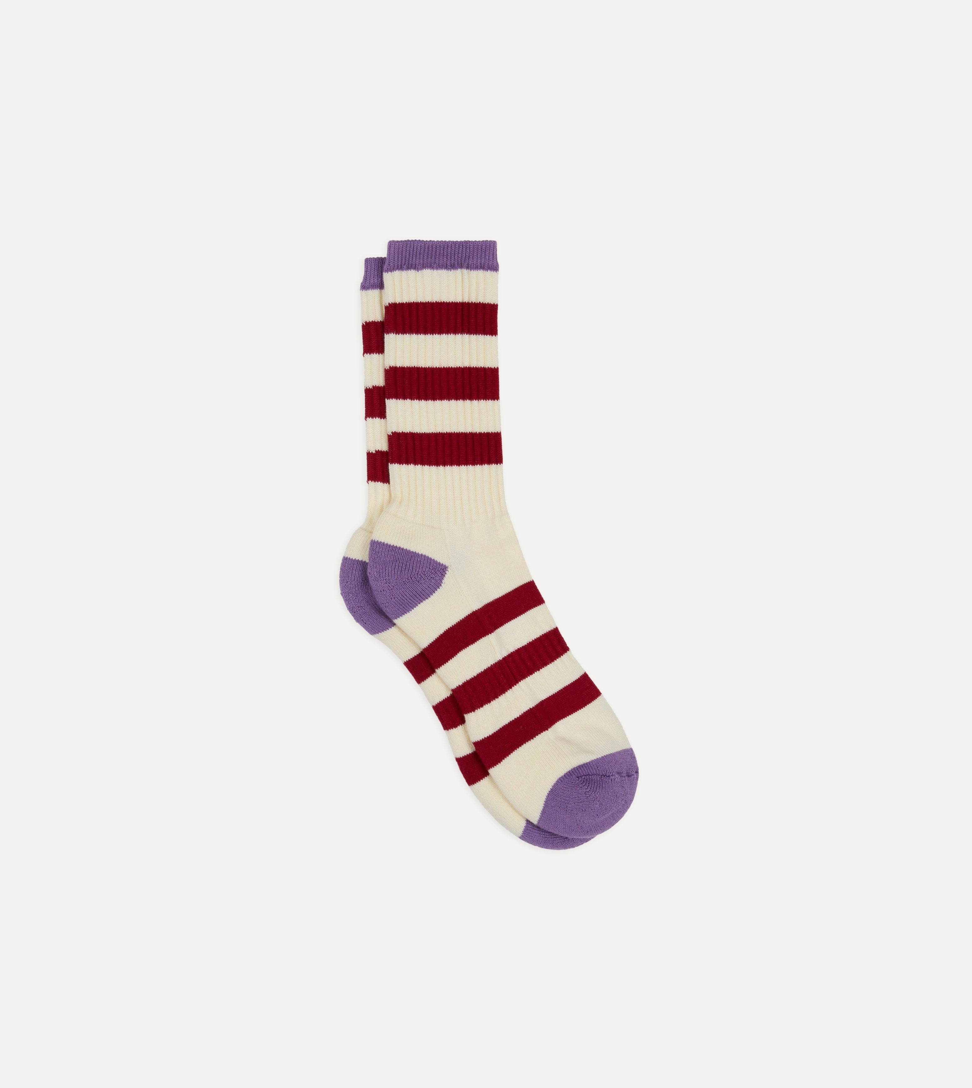 Red and Purple Striped Cotton Sport Socks
