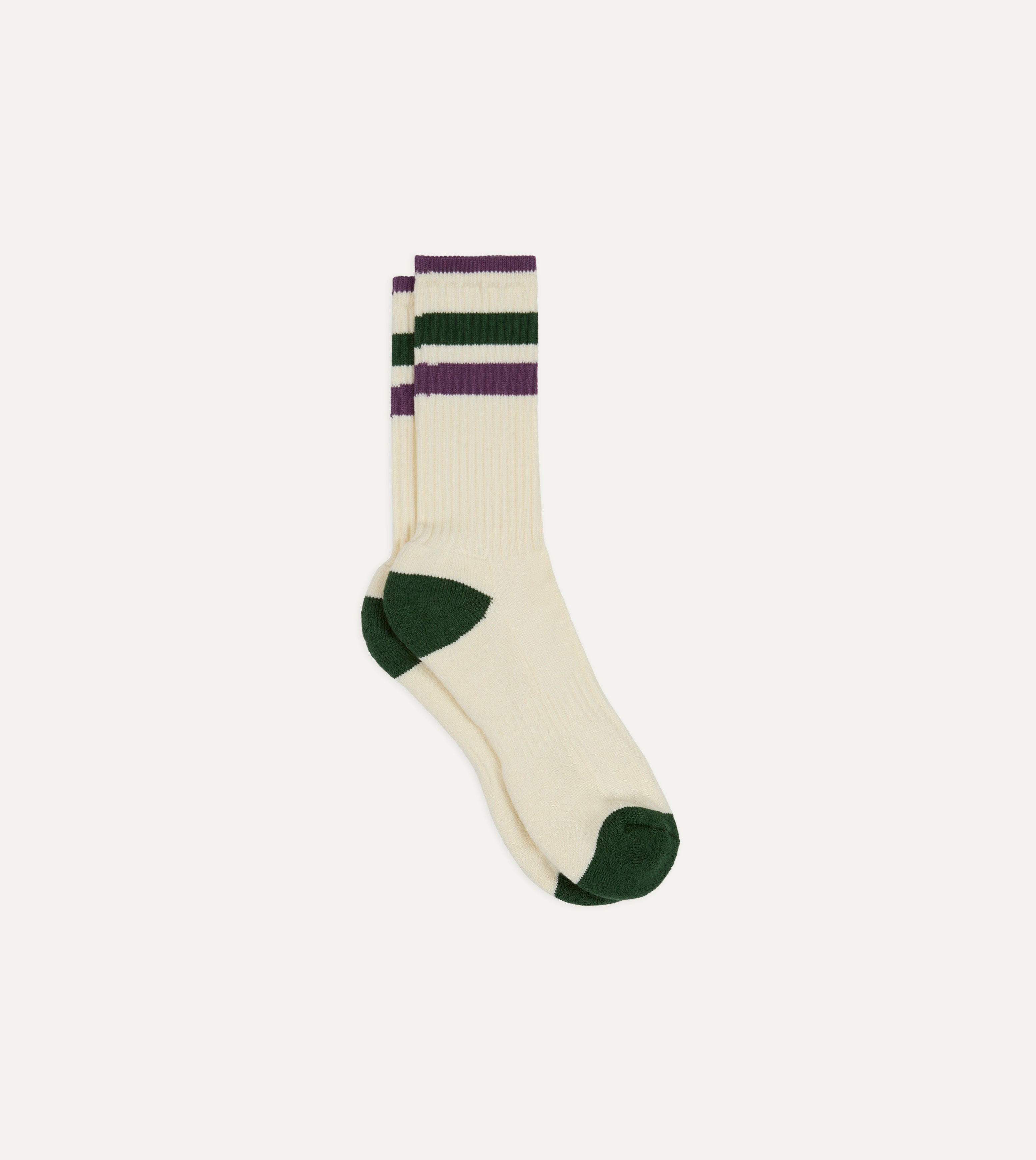 Green and Purple Striped Cotton Sport Socks