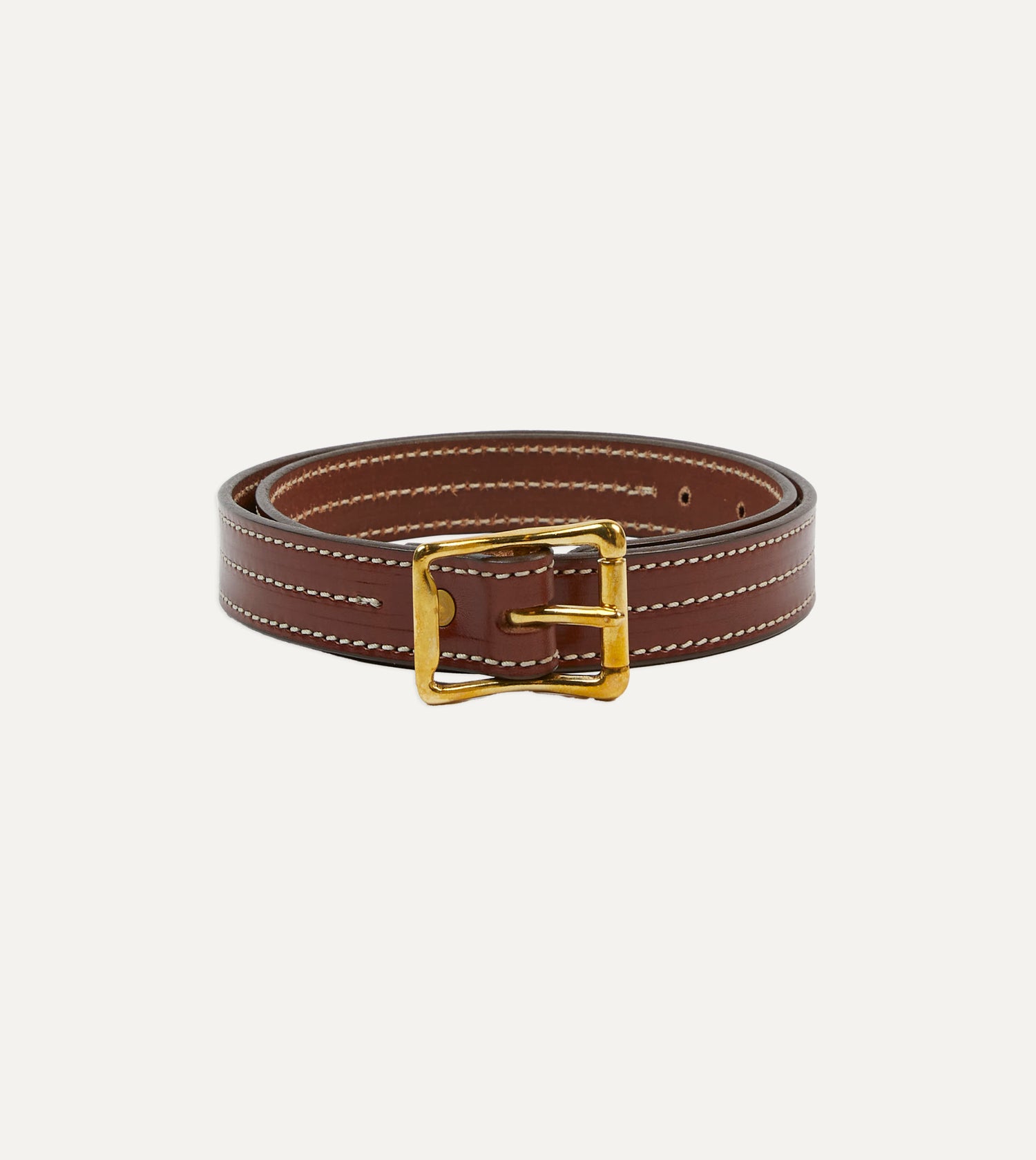 Yuketen Brown Triple Stitched Leather Belt