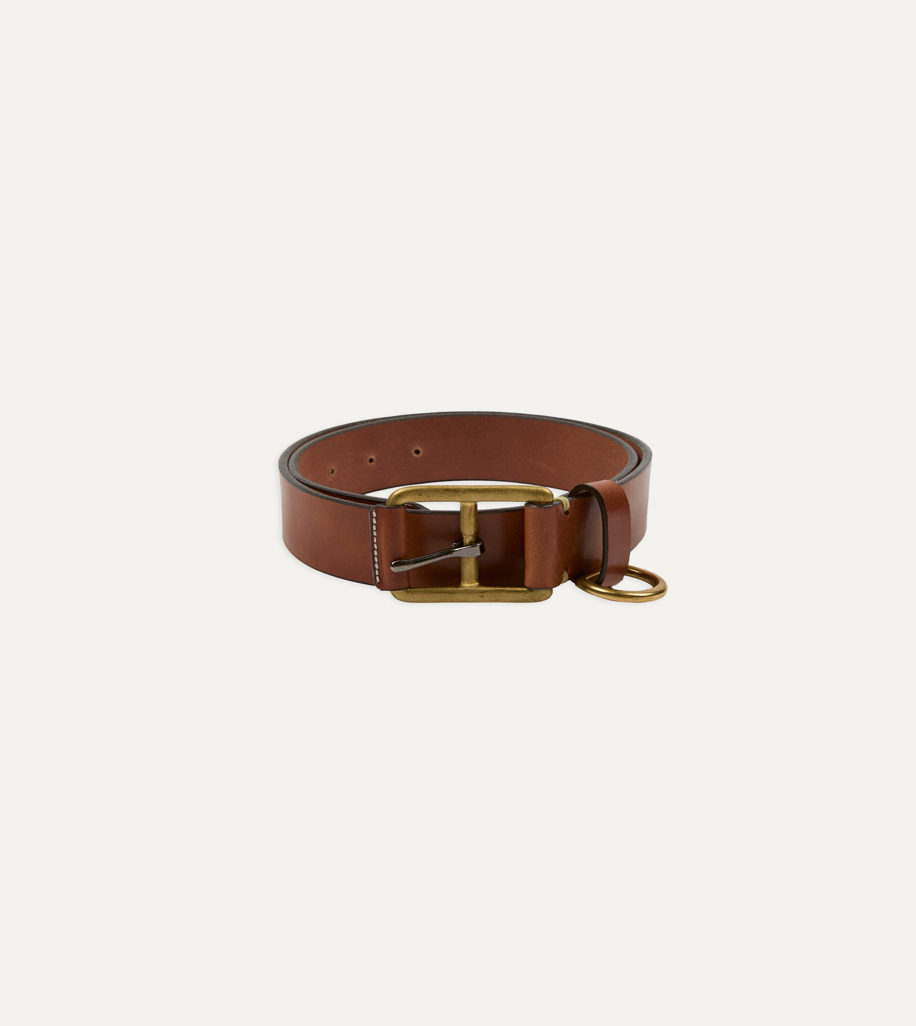Yuketen Buck Brown Stitched D-Ring Belt