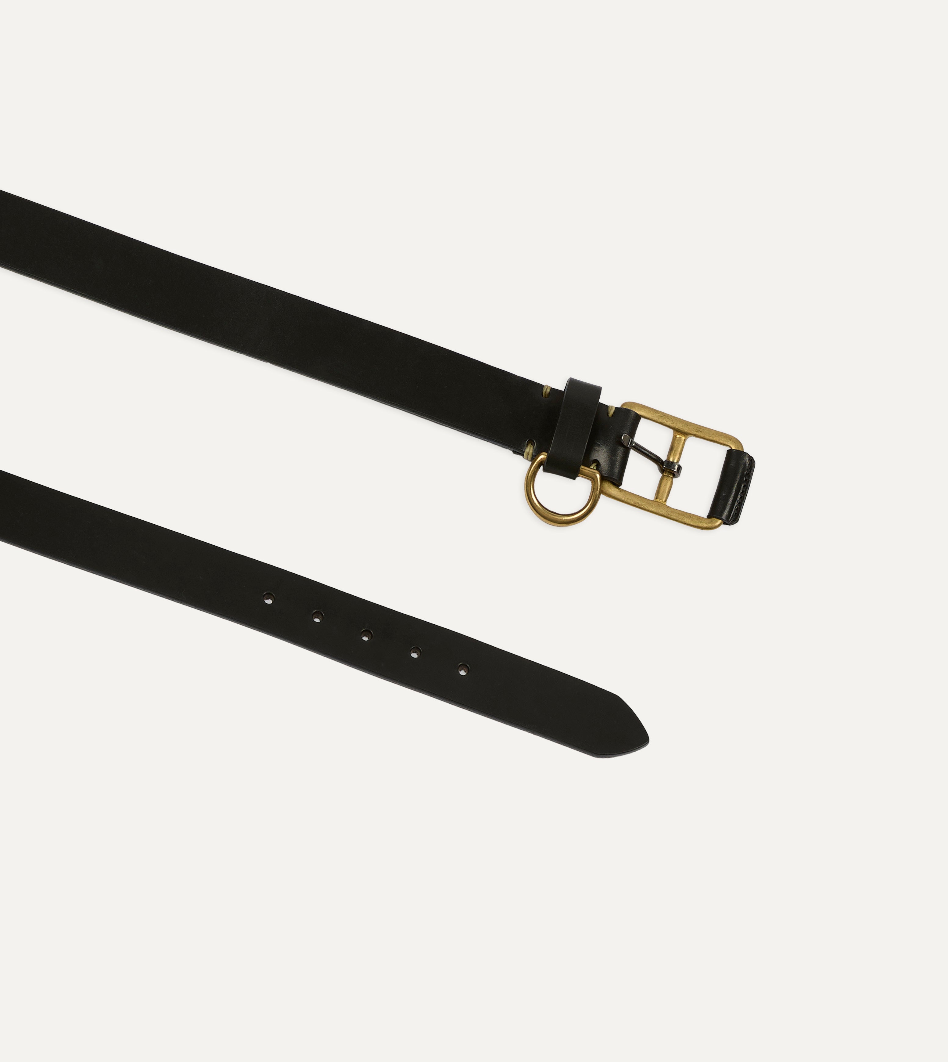 Yuketen Black Stitched D-Ring Belt