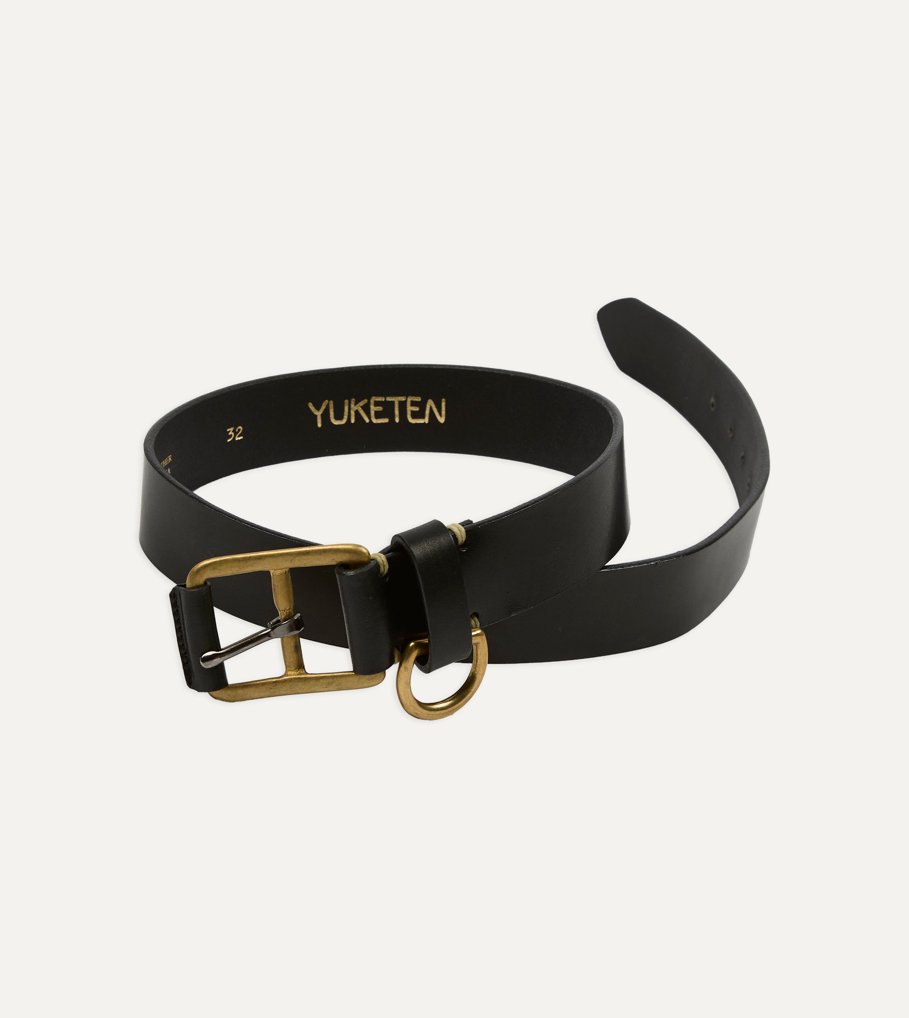 Yuketen Black Stitched D-Ring Belt
