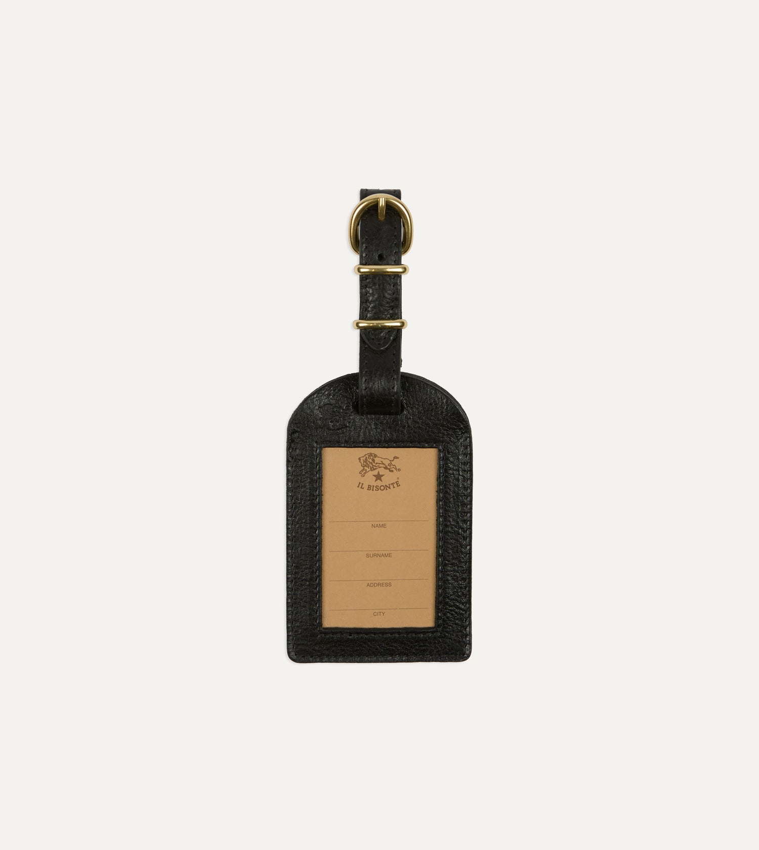 Il Bisonte Black Leather Luggage Tag
