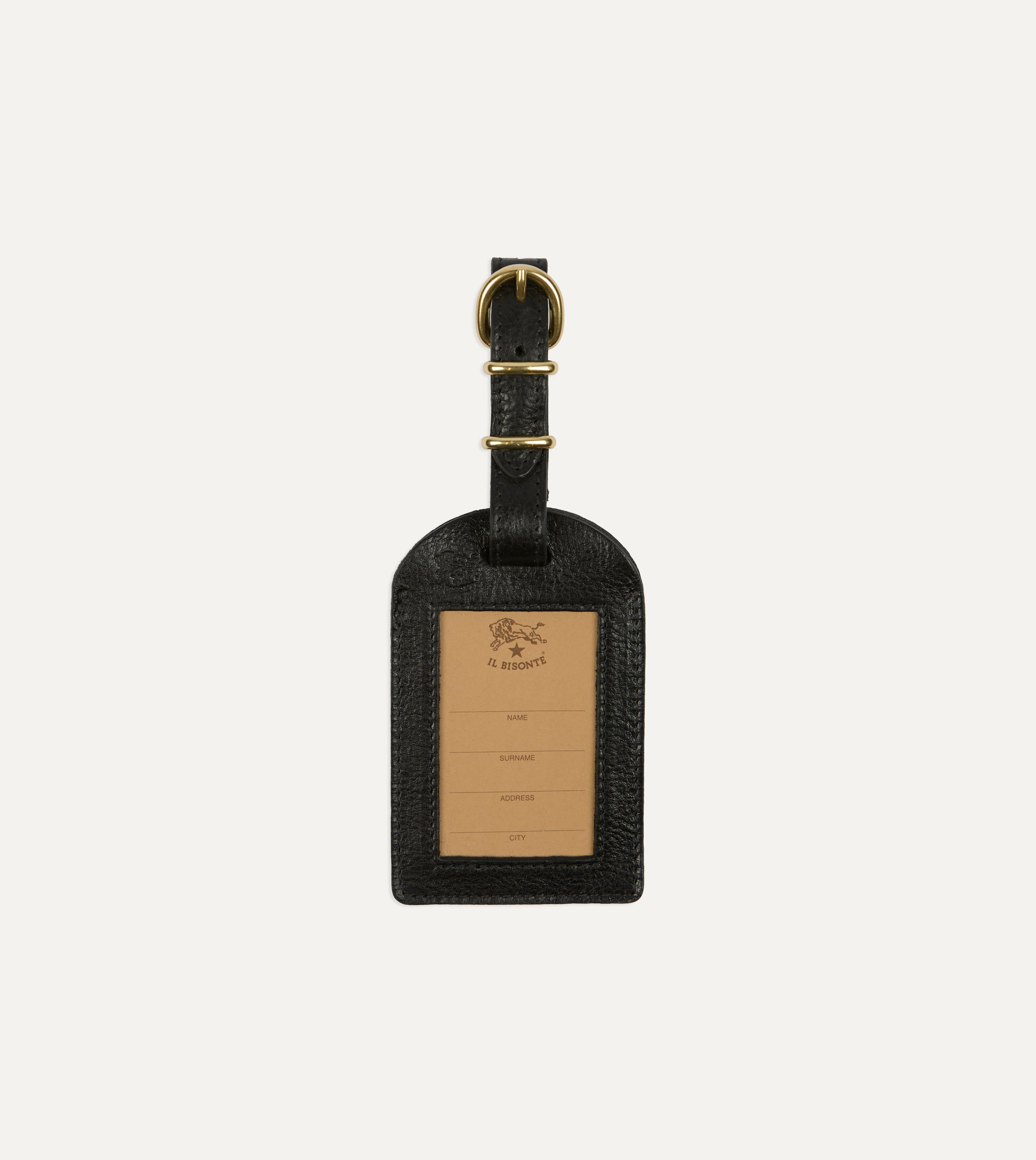 Il Bisonte Black Leather Luggage Tag