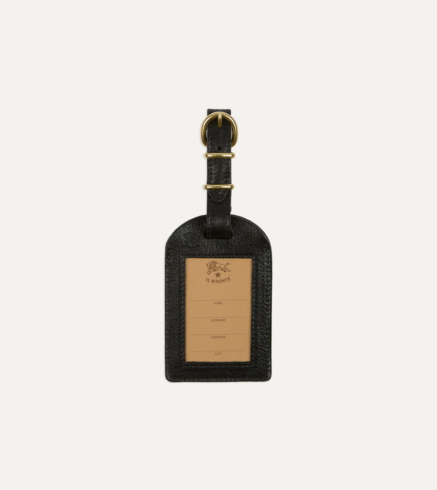 Il Bisonte Black Leather Luggage Tag