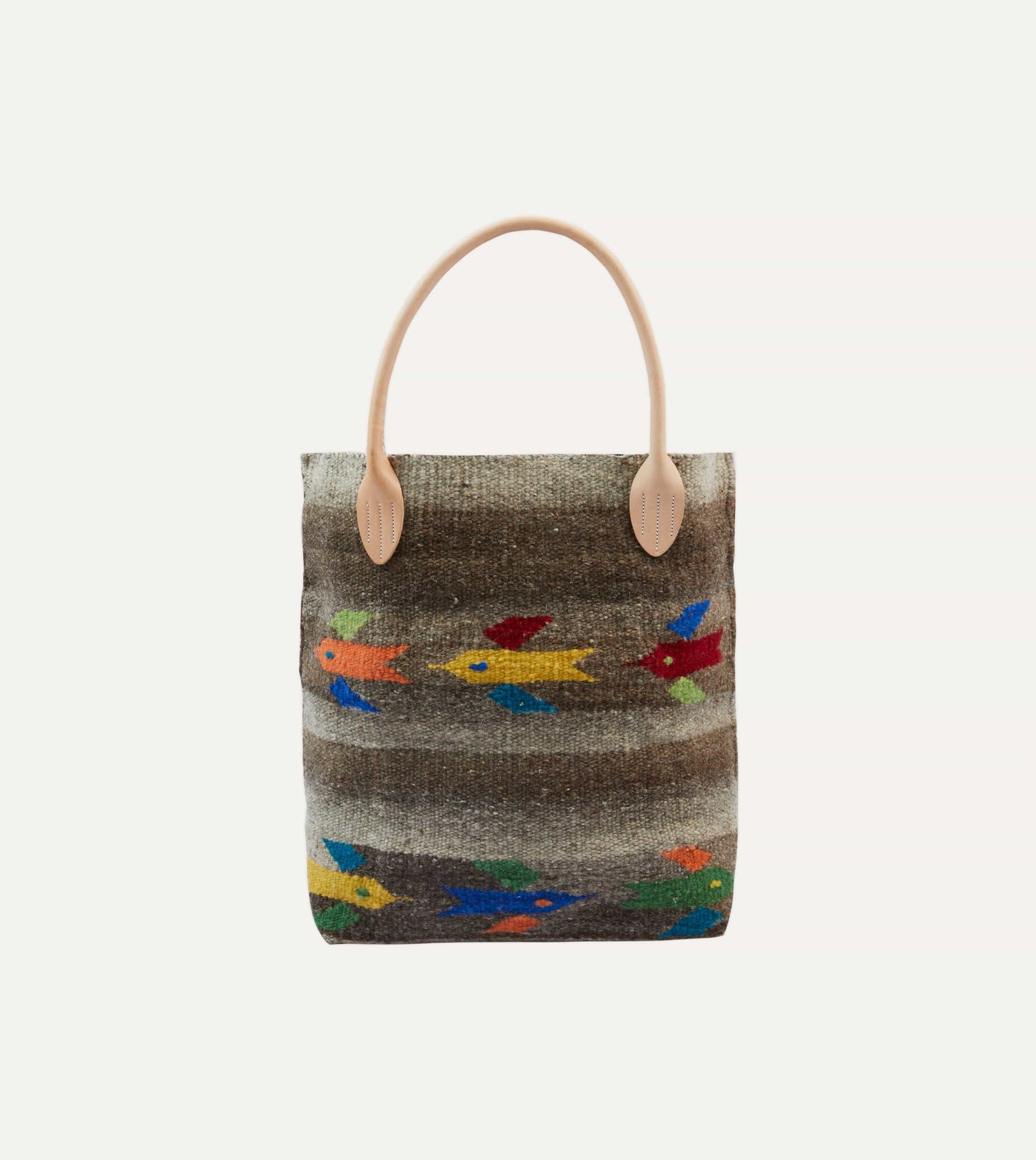 Chamula Brown Wool Hummingbird Blanket Tote