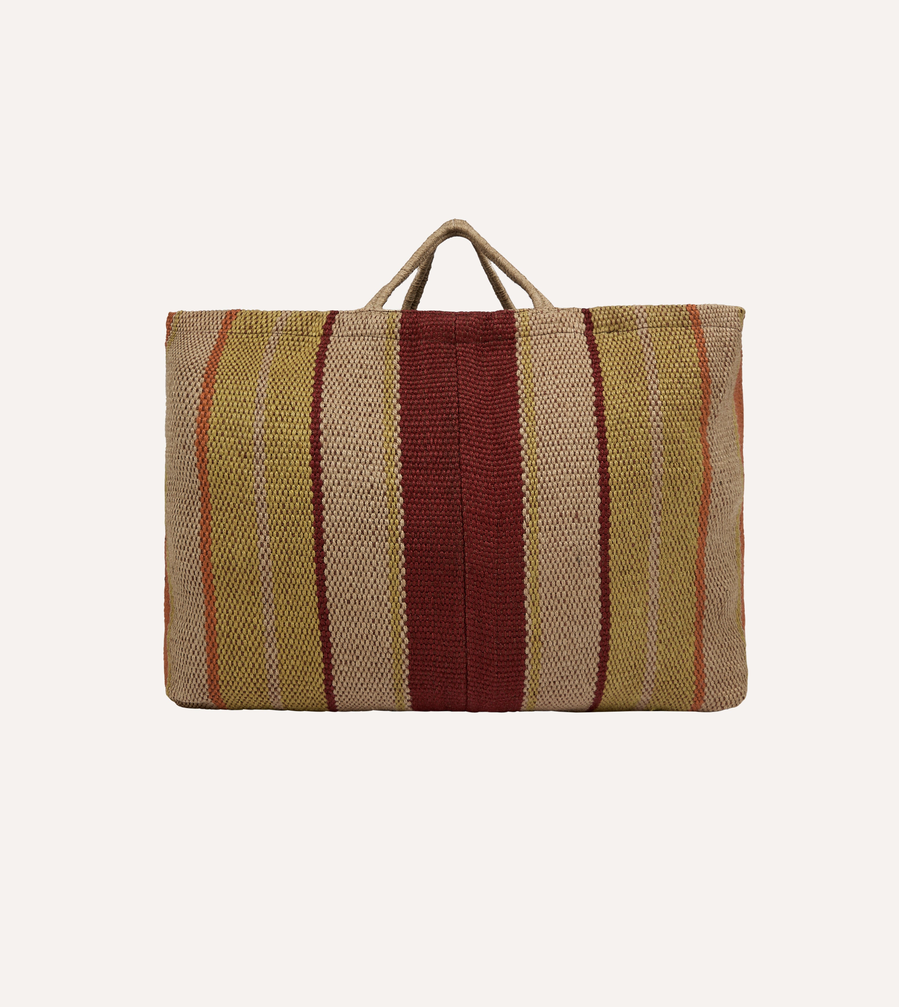 Red, Orange and Yellow Maison Bengal Extra Large Jute Poresh Tote Bag