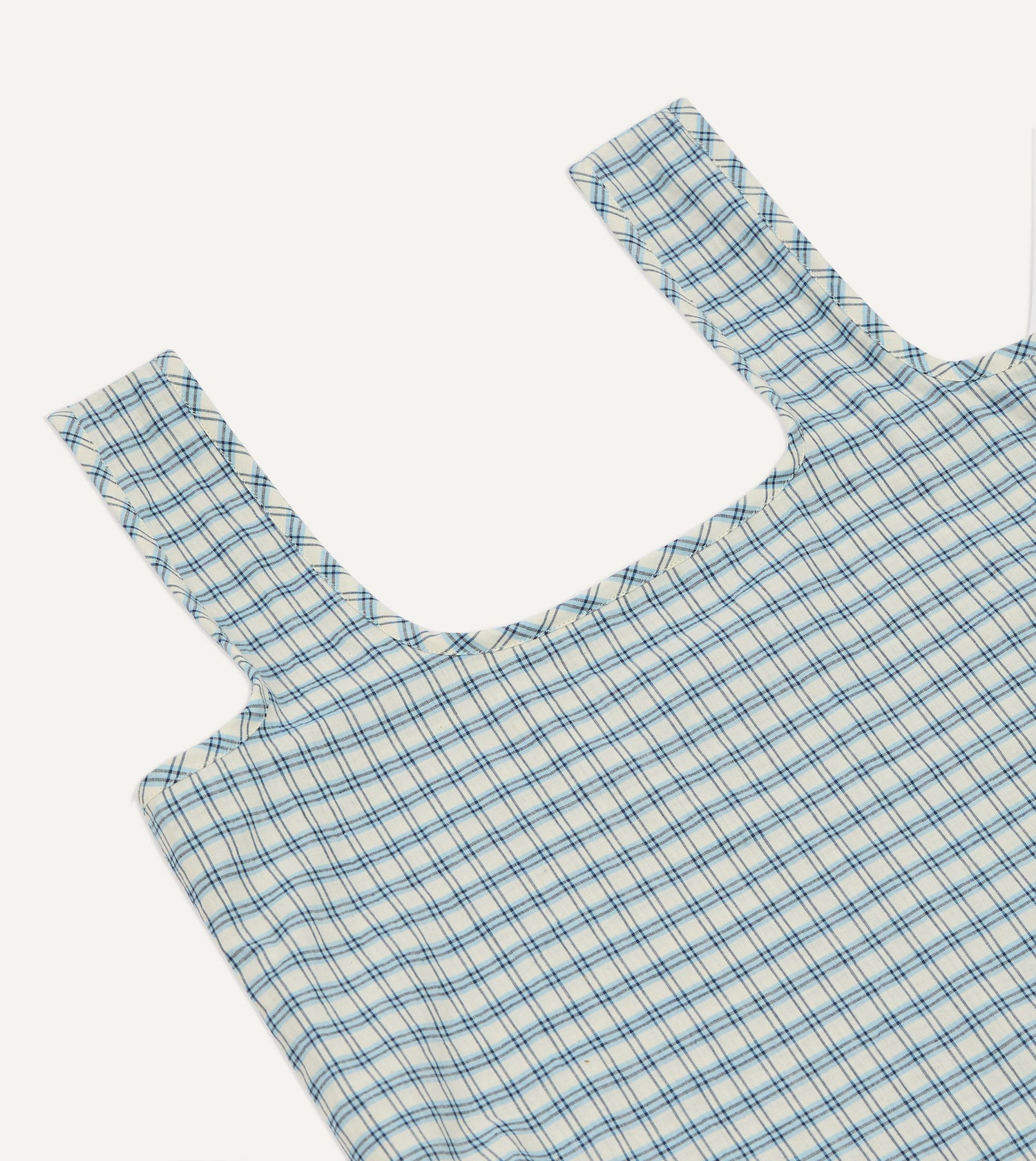 Blue and White Madras Check Cotton Market Tote Bag