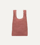Red Gingham Check Linen Market Tote Bag