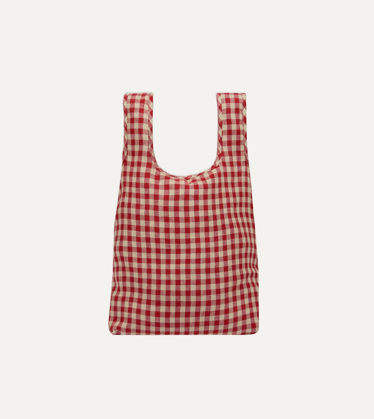 Red Gingham Check Linen Market Tote Bag