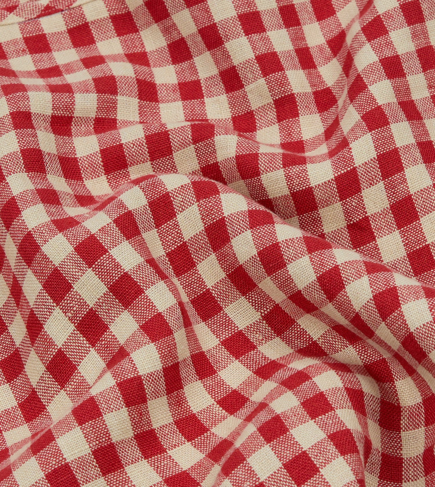 Red Gingham Check Linen Market Tote Bag