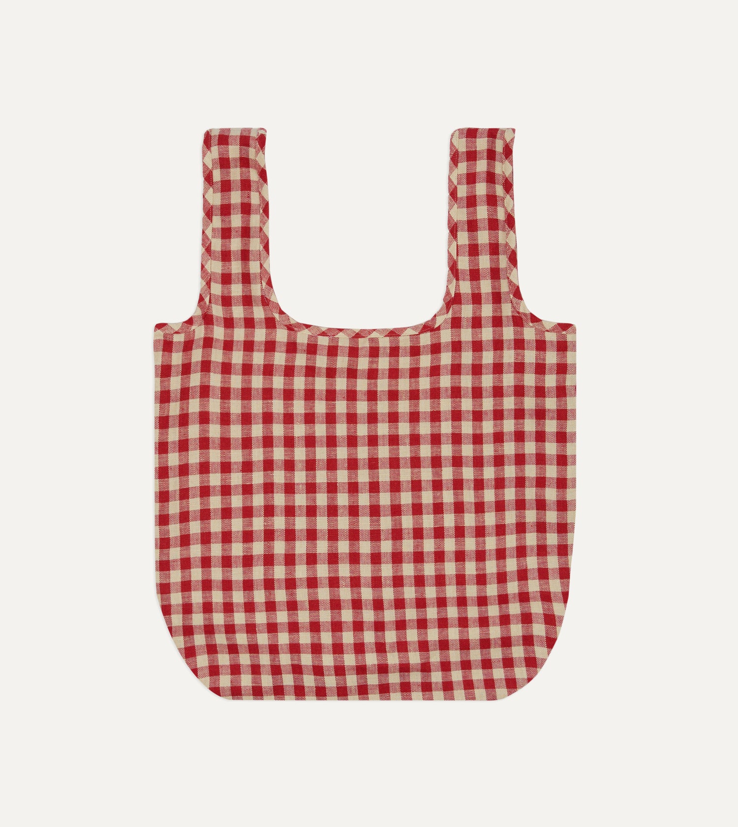 Red Gingham Check Linen Market Tote Bag