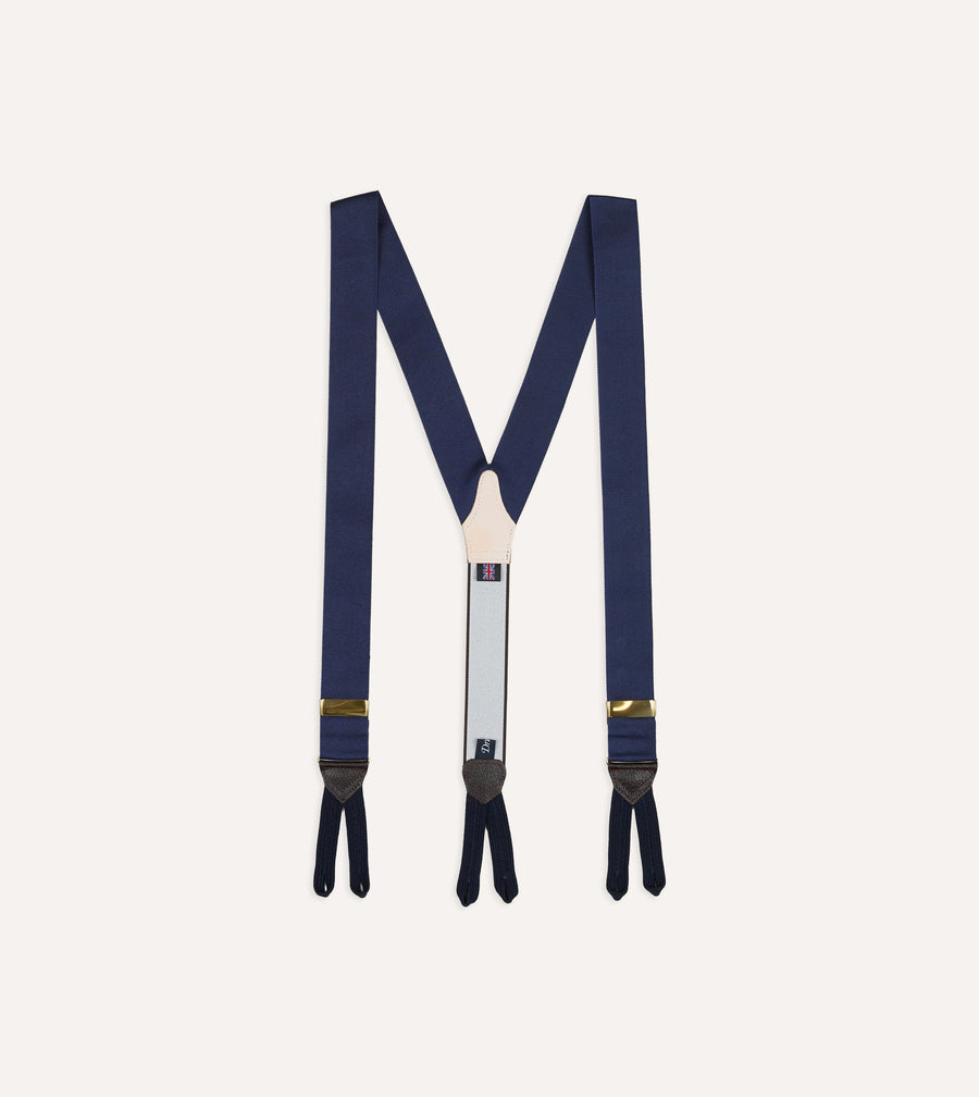 Navy Silk Trouser Braces