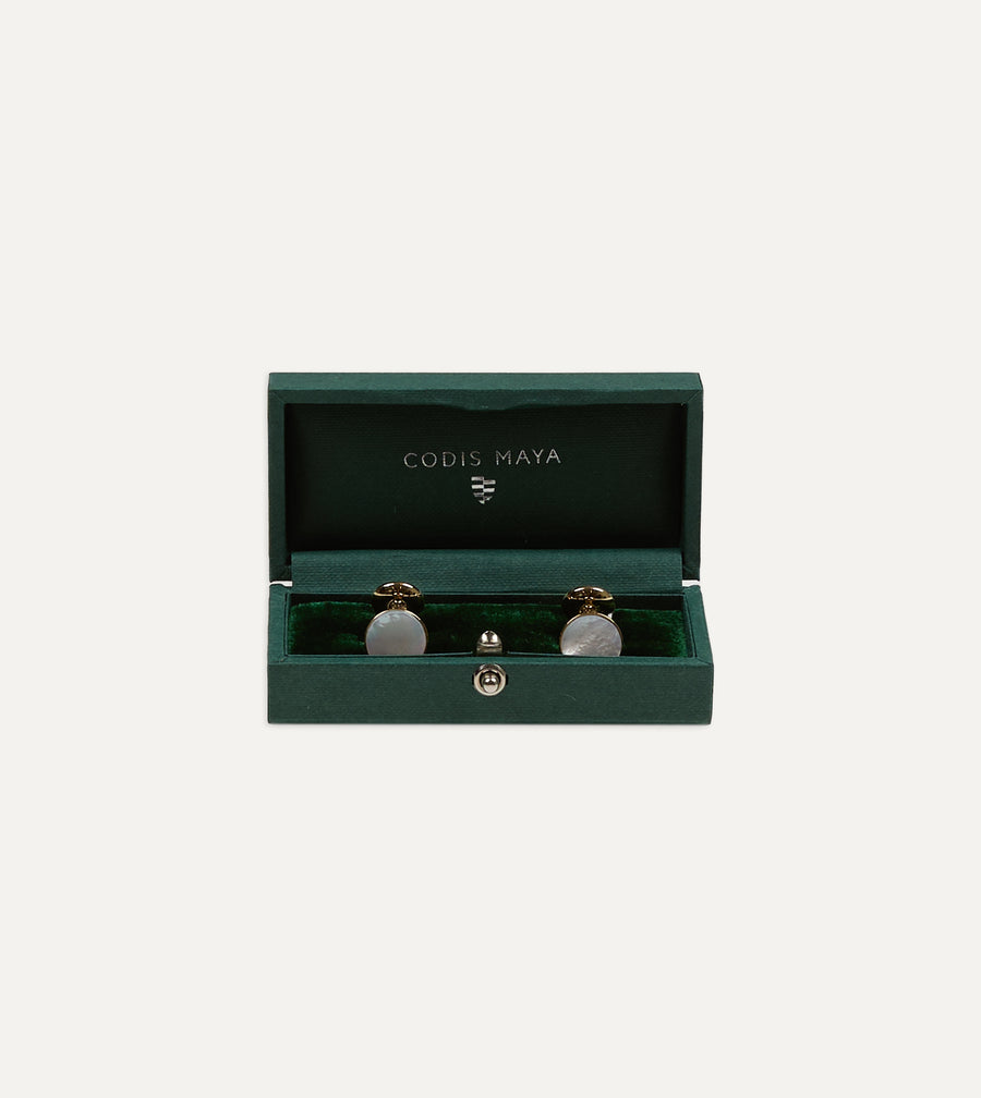 Codis Maya Gold Mother of Pearl Bow Cufflinks